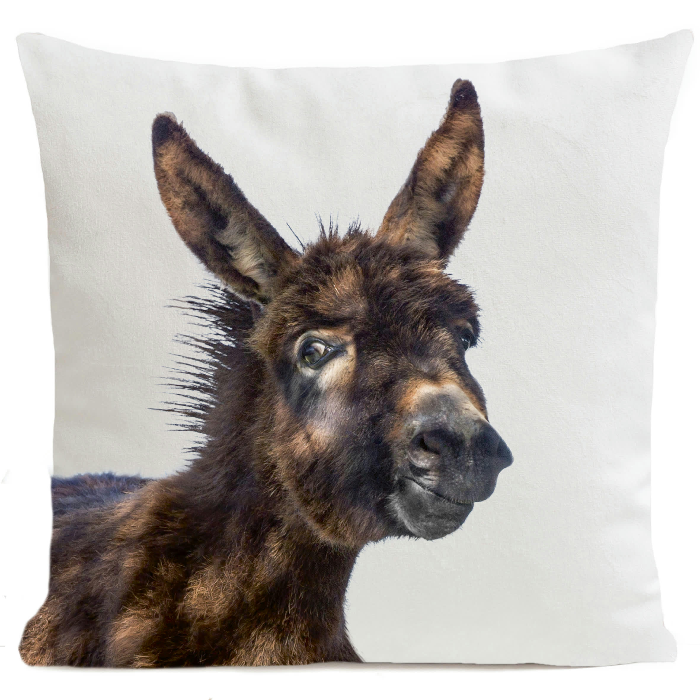 - Coussin enfant animal suédine blanc 40x40cm