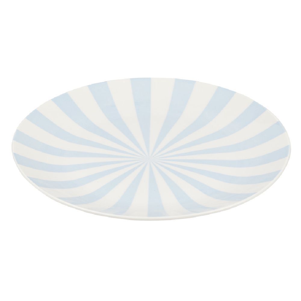 Assiette à dessert porcelaine rayure bicolore Ø16cm