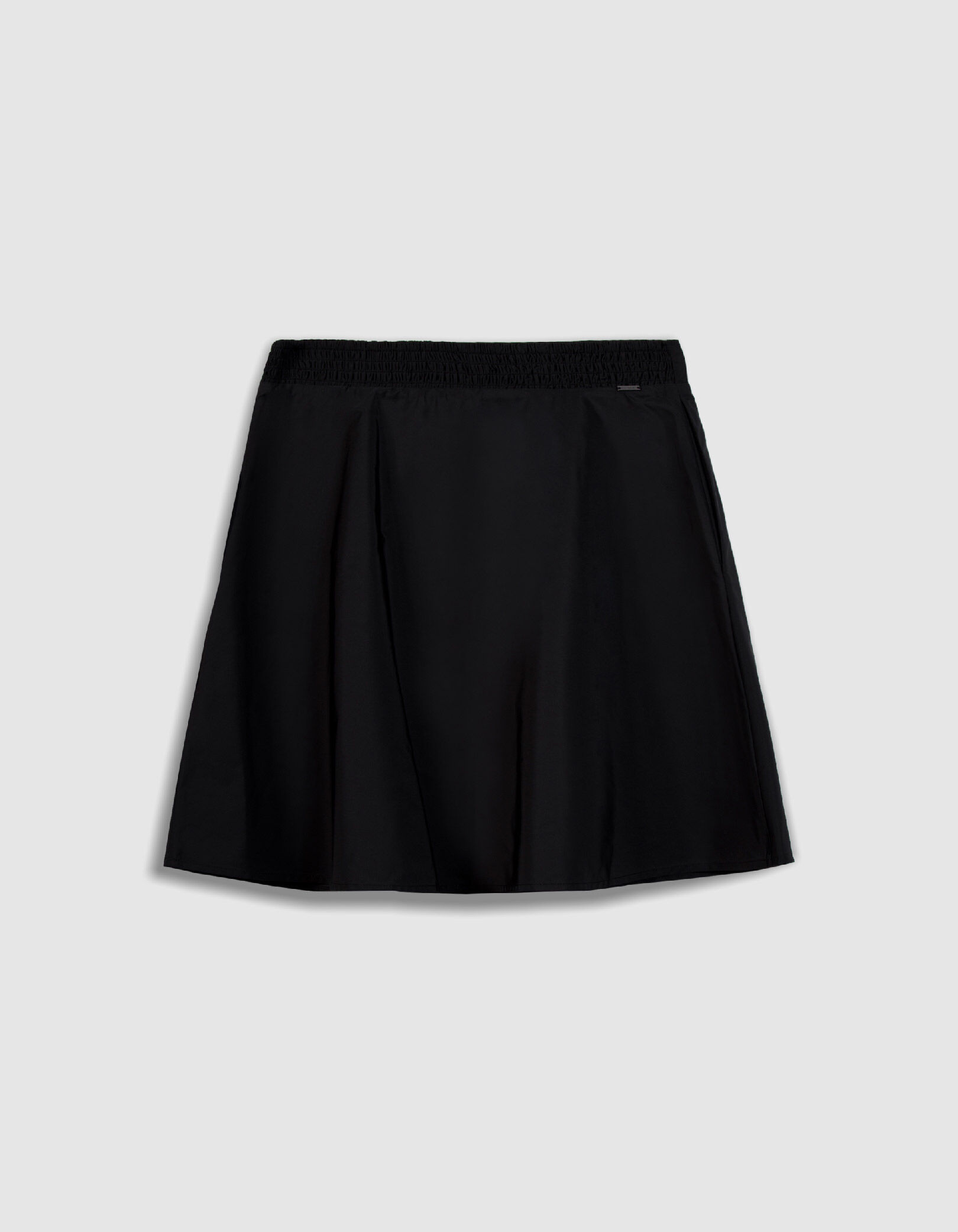 Jupe courte trapèze noire taffetas satiné Femme