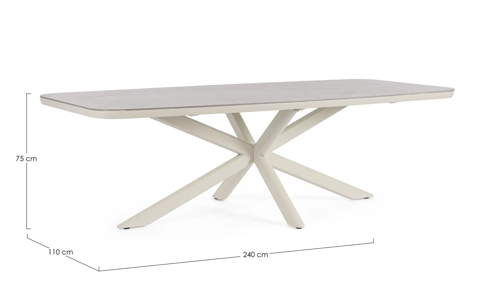 Bolzano Ignazio Stół 240×110 beżowy aluminium – spiek