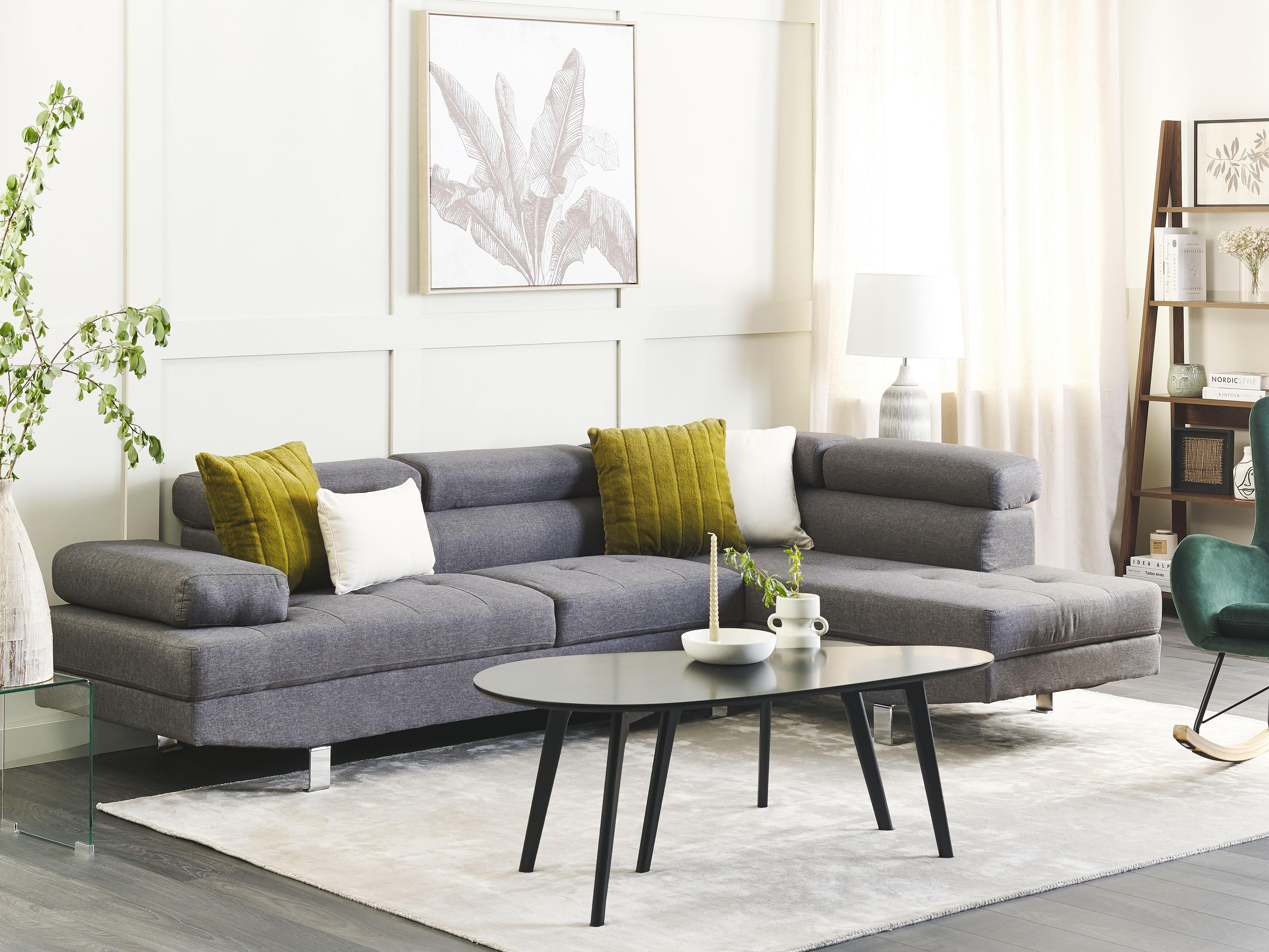 Corner Sofa 5 Seater NORREA Fabric Grey Left Hand