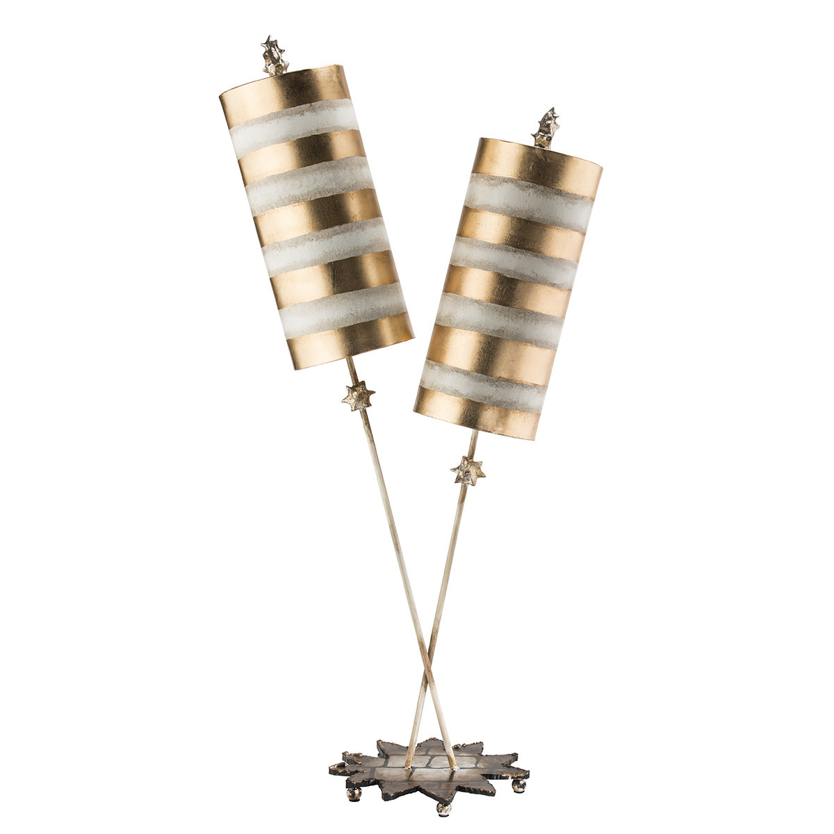 Lampa stołowazłoto-taupe Nettle Luxe 2xE27x60W wys:102,7cm Flambeau