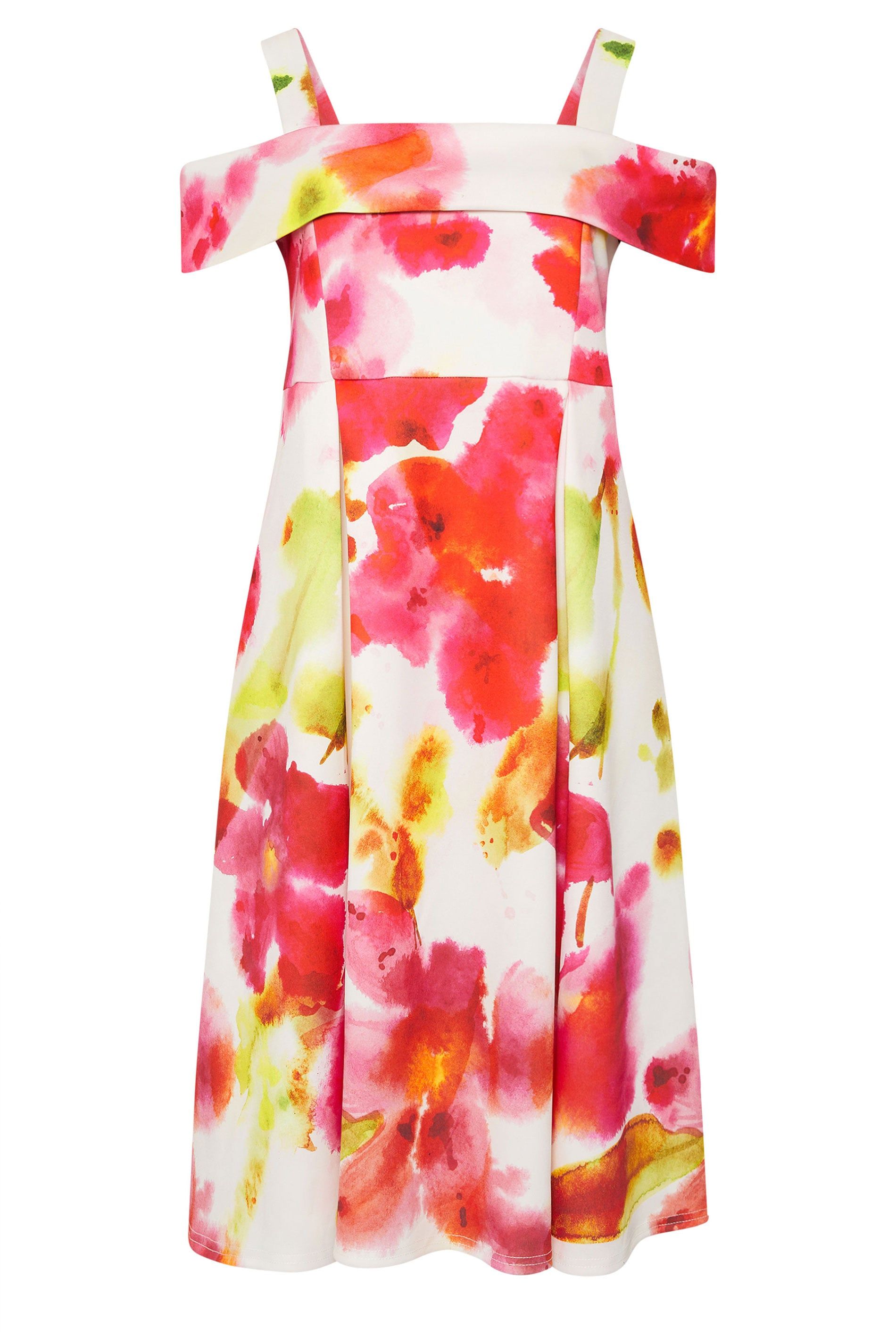 Yours Cold Shoulder Floral Skater Dress