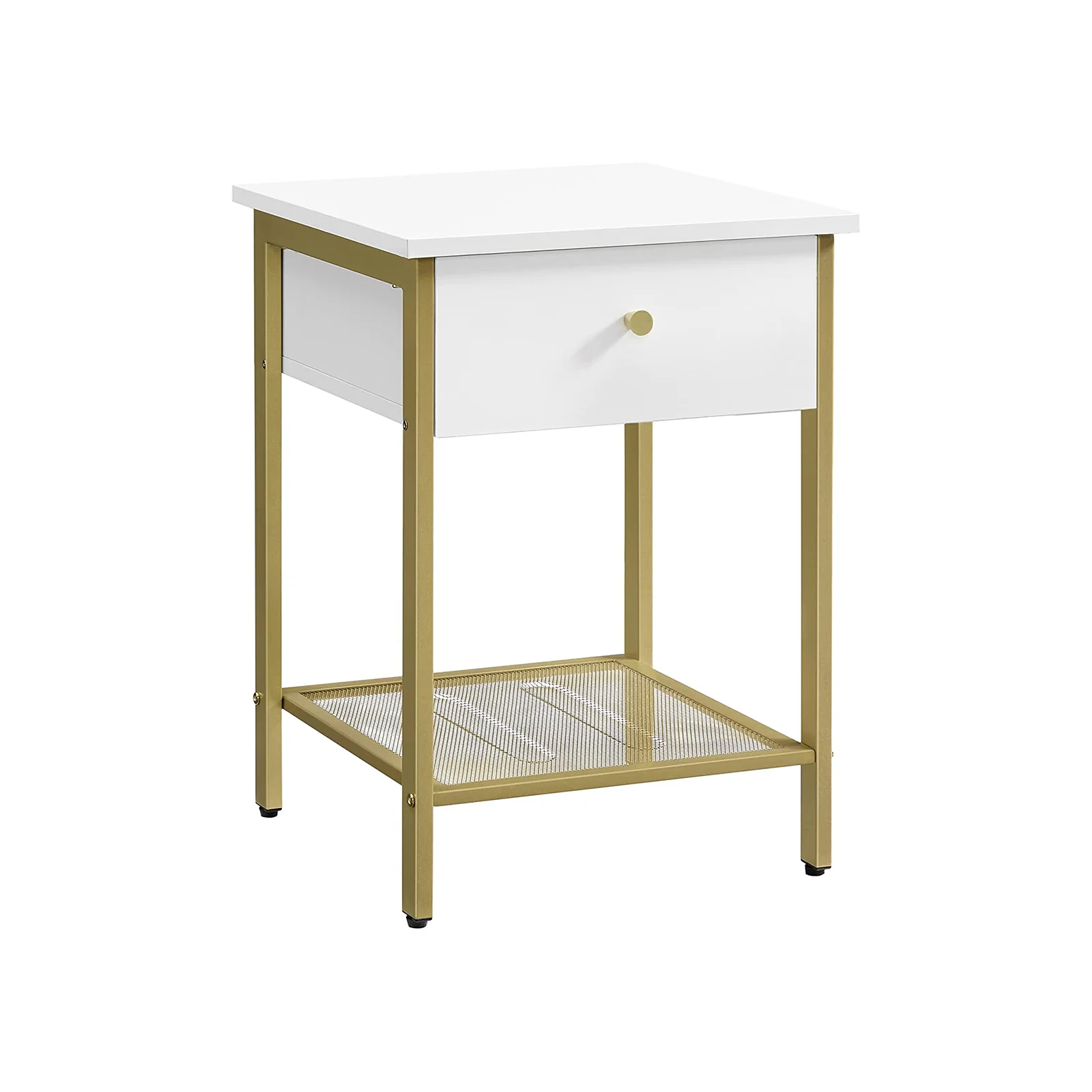 Table de chevet blanc doré