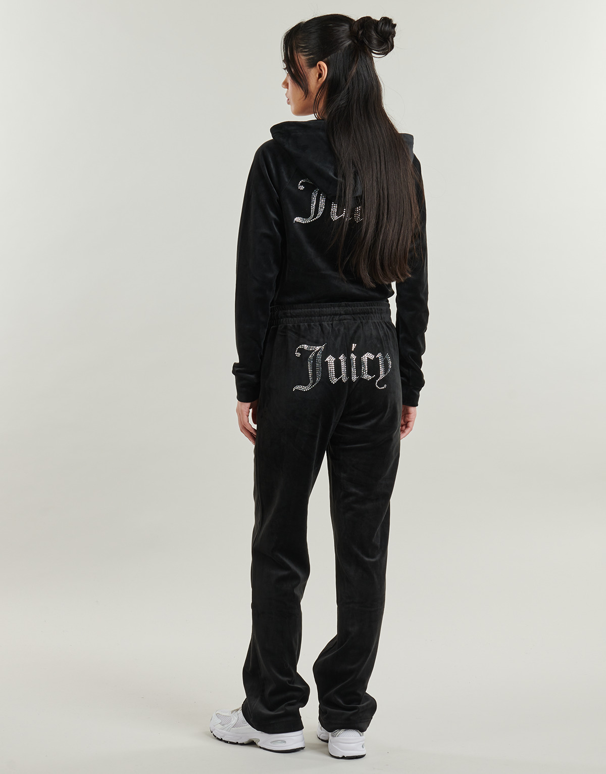 Juicy Couture - Tina Velour Track Pant With Diamante Branding - Black