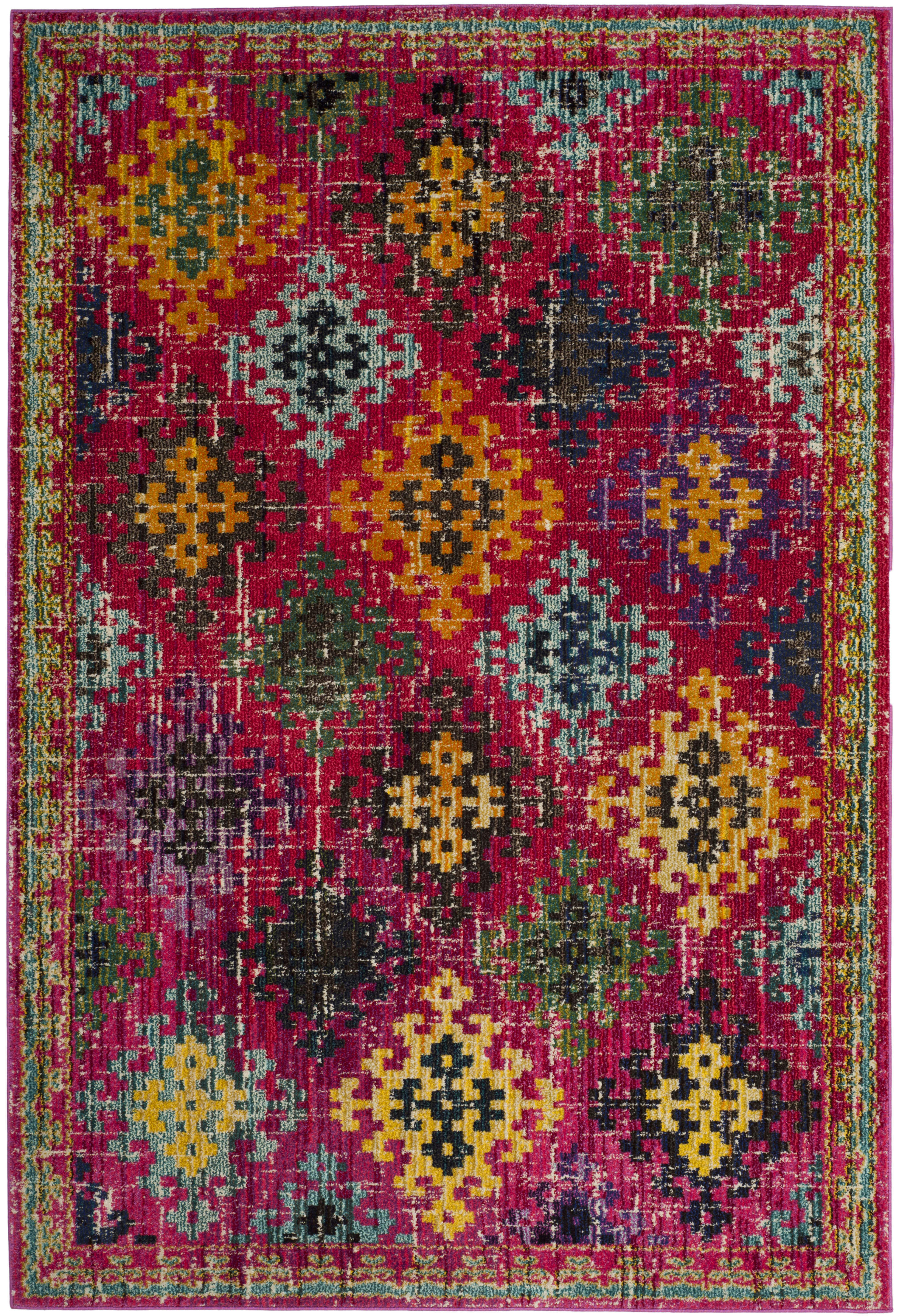 MONACO - Tapis de salon interieur en fuchsia & multi, 122 x 170 cm