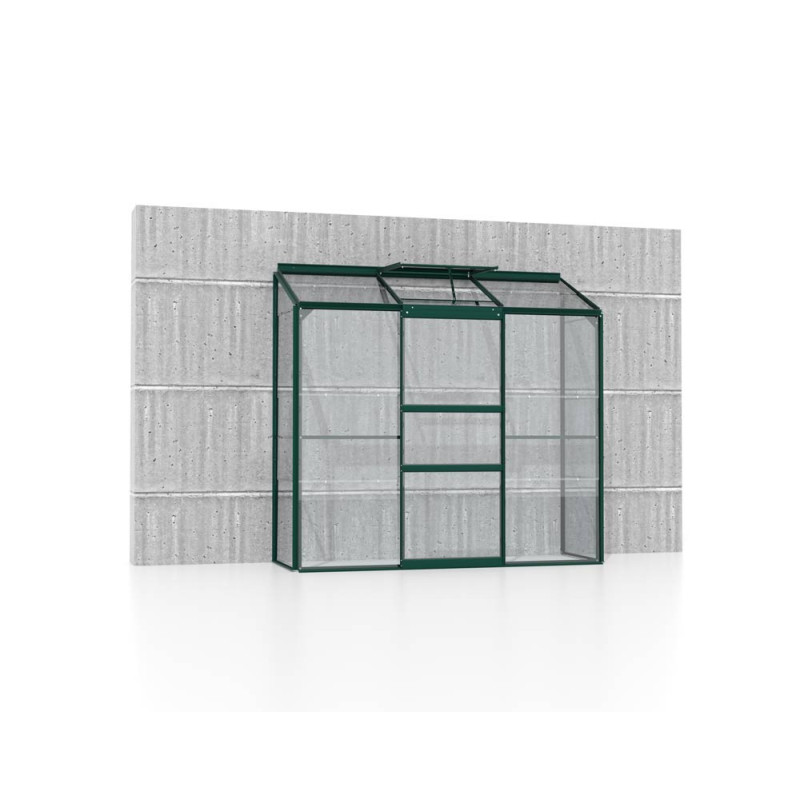 Serre adossée en verre Styx verte 1,3 m² VITAVIA