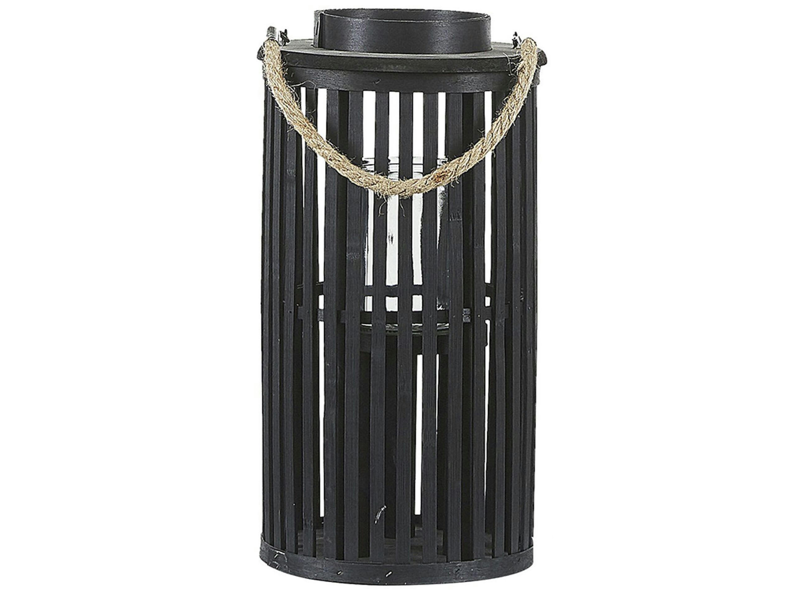 LUZON - Lanterne décorative noire en bois de saule 40 cm
