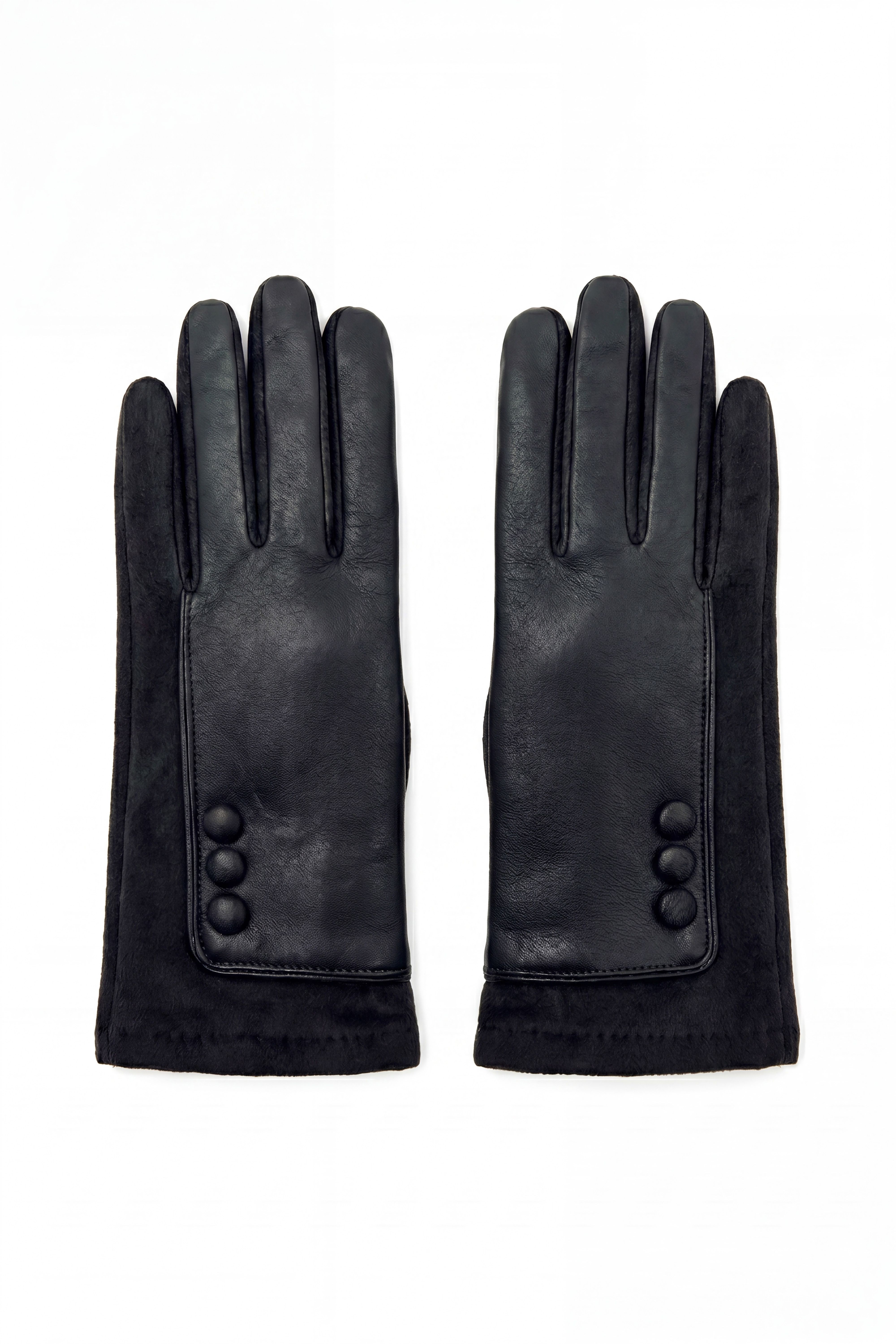 Vellin Elegant Button Detail Leather-Look Gloves