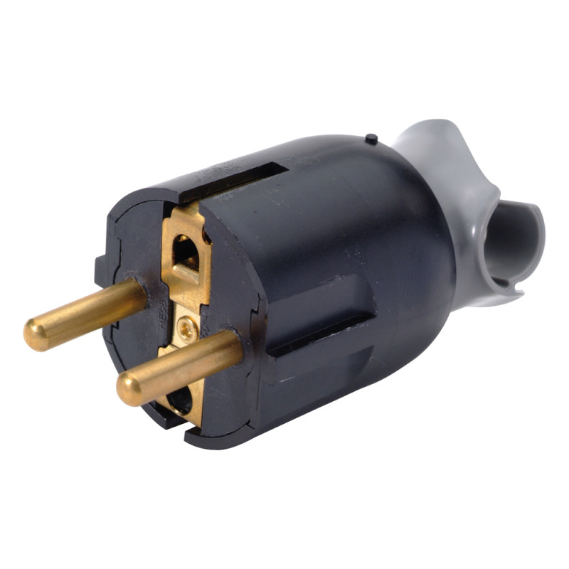 Fiche mâle orientable 2 P T 16 A noire LEGRAND