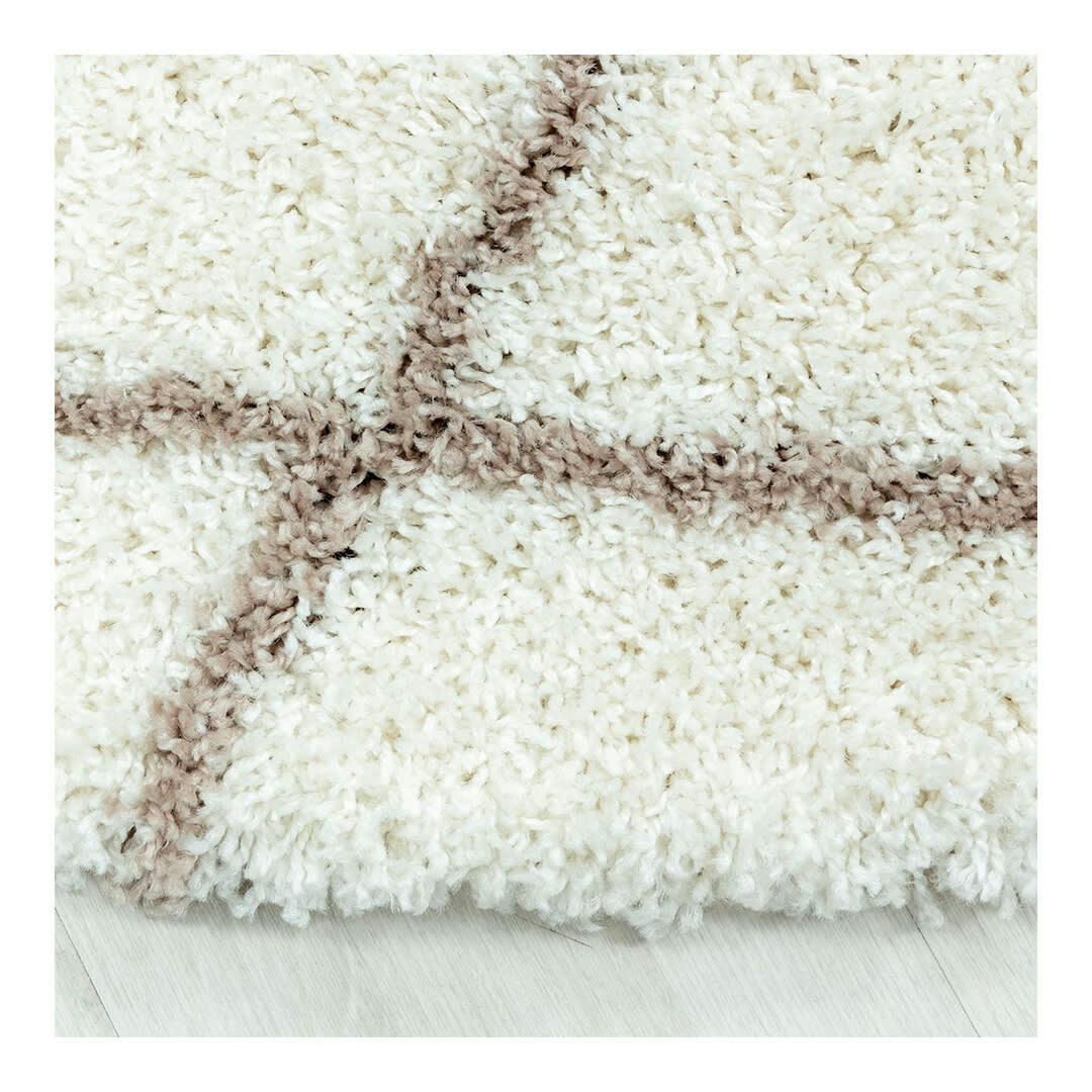 CHANTECLER - Tapis géométrique scandinave en polypropylène crème Ø 80