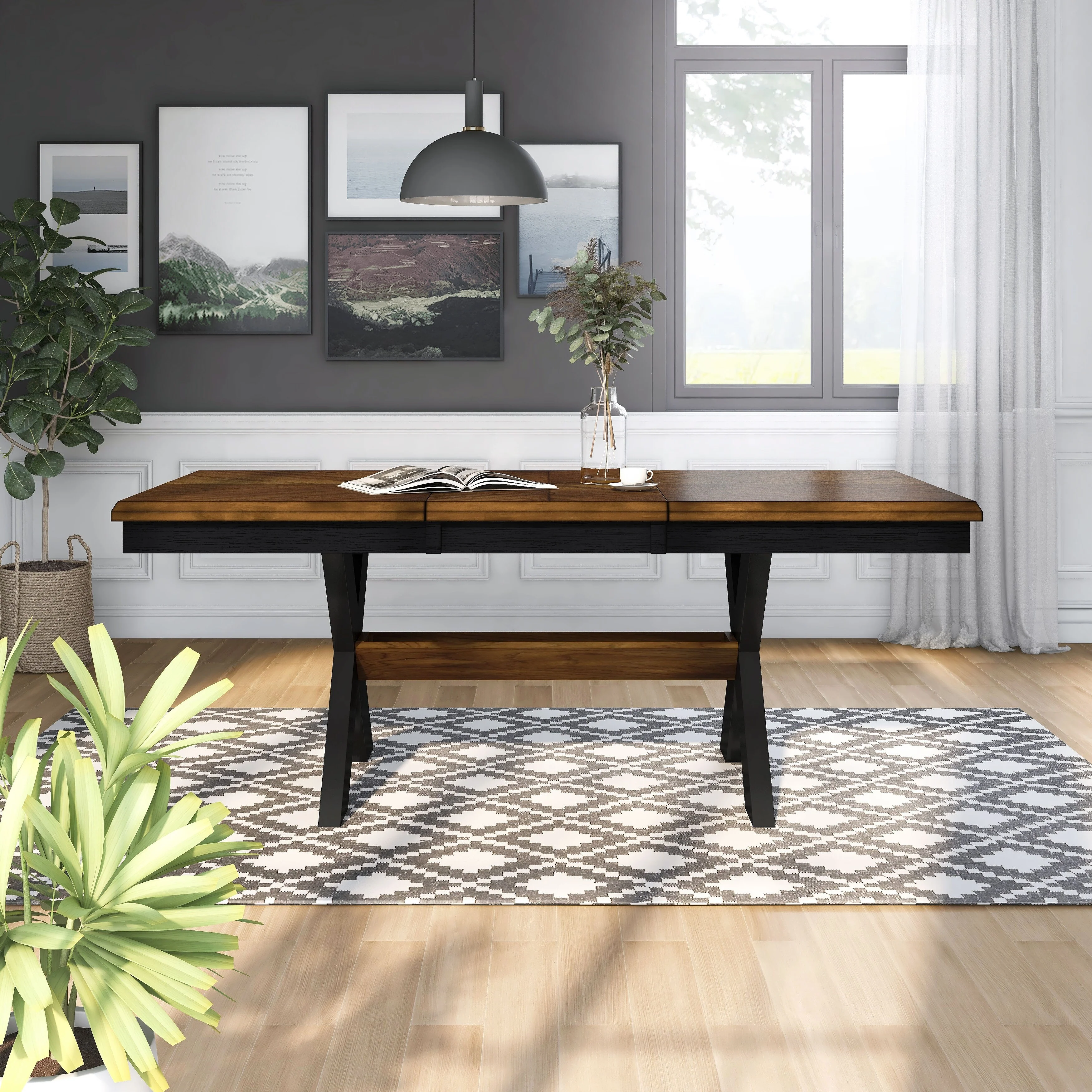 Furniture of America Quet Farmhouse Oak 78-inch Expandable Dining Table