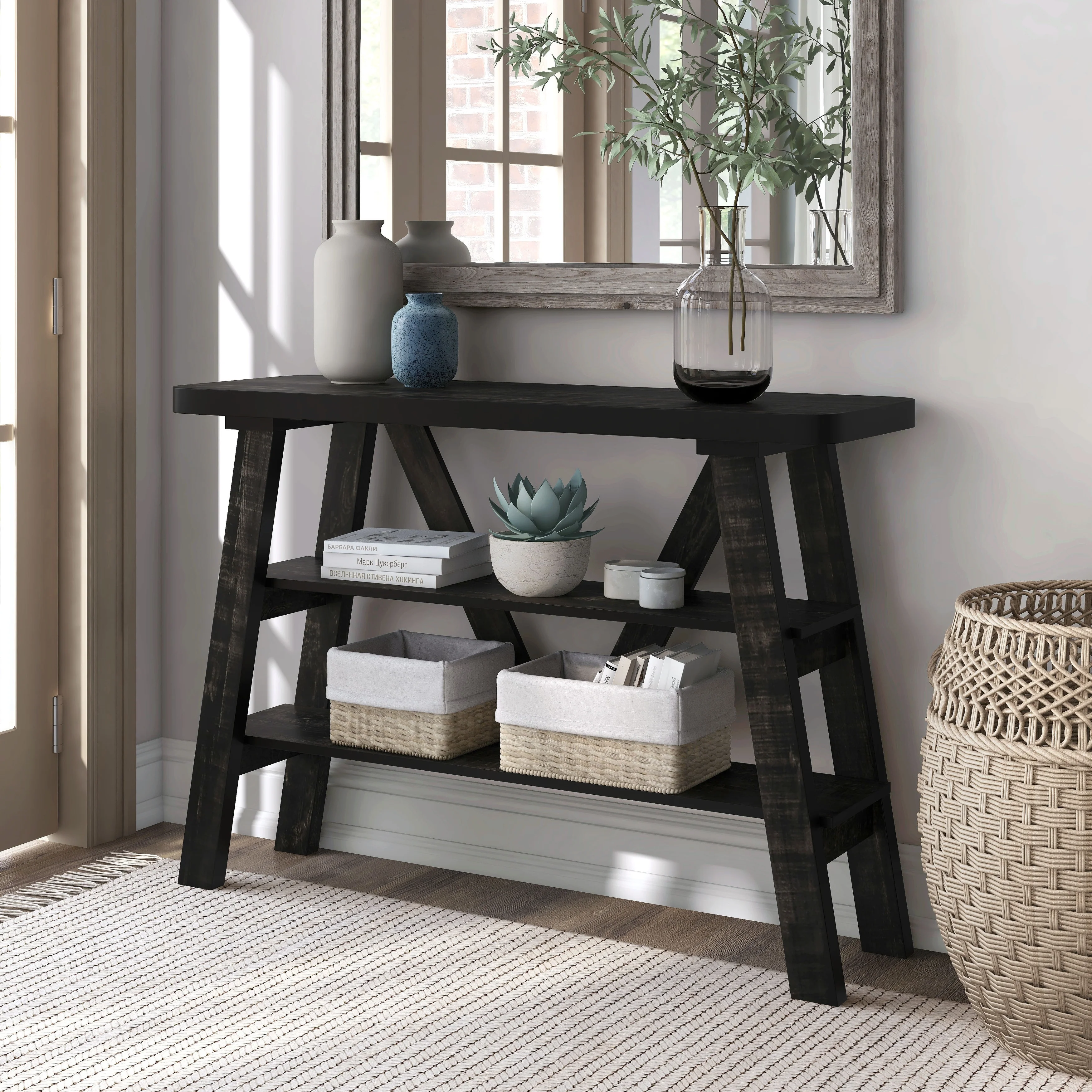 Maison Farmhouse 47-inch 2-Open Shelf Console Table