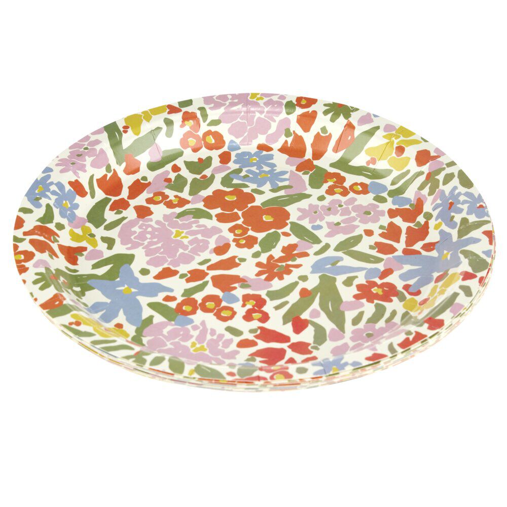 Assiette carton x8 motif fleuri Ø23cm (2 modèles)