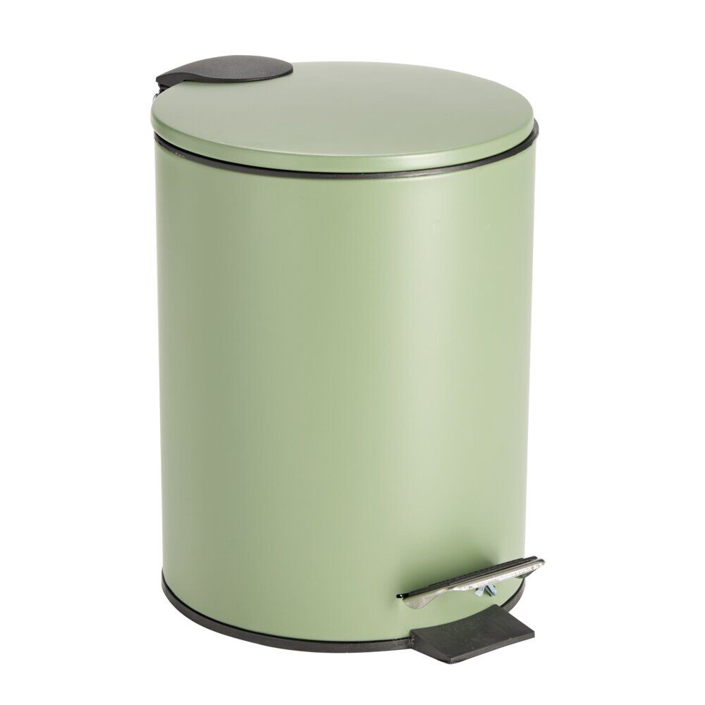 Poubelle salle de bain à pédale 3L vert sauge Ø17xH23,5cm