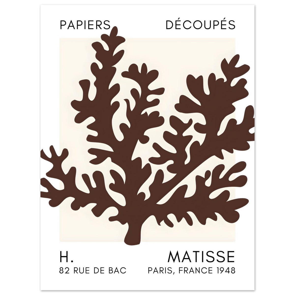 Artfulprints Poster Matisse – Aqua bloom brown  - 30x40 cm - Bruin