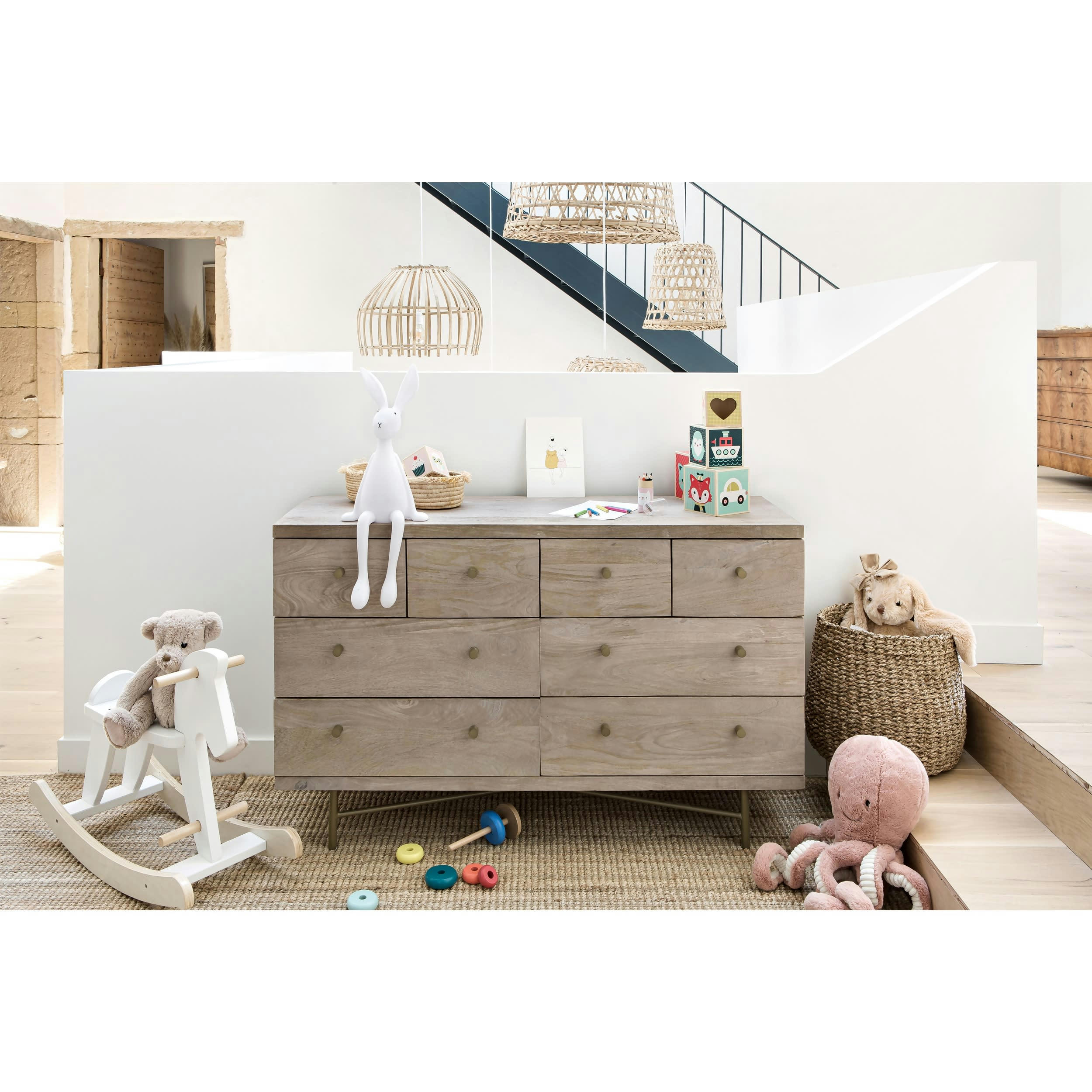 RICO - Panier rond tressé en fibre naturelle (lot de 2)