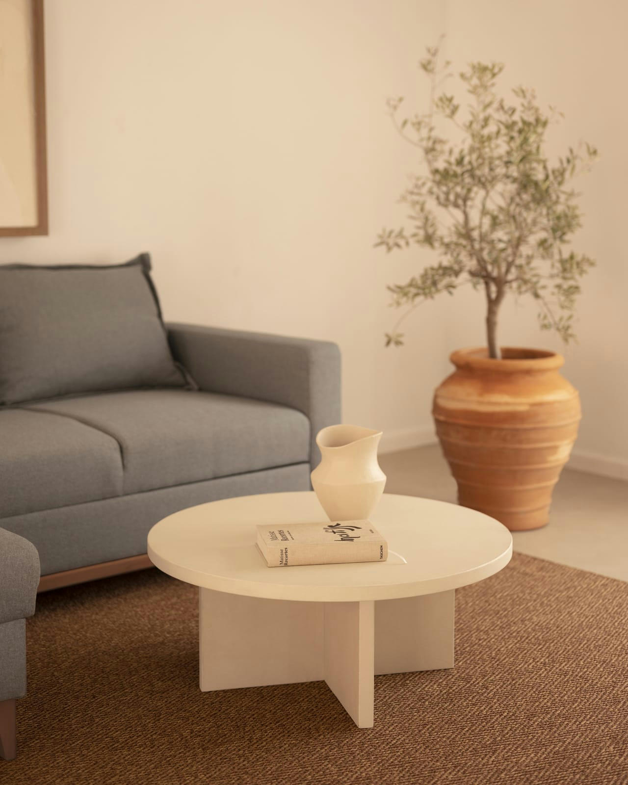 TOKYO - Table basse ronde en microciment blanc cassé de Ø60cm