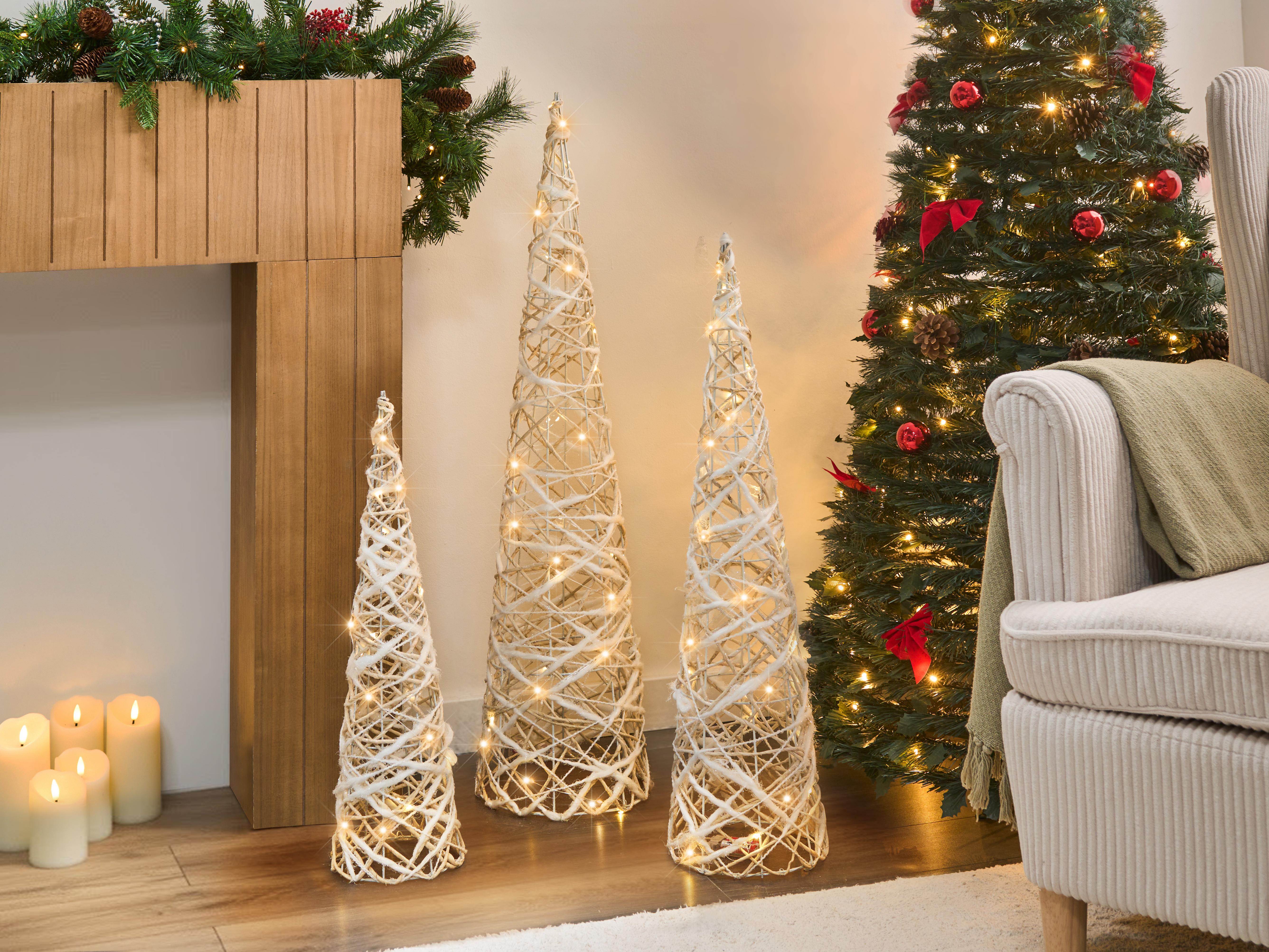 Set of 3 Christmas Decorations TUELSO Christmas Tree 60/80/100 cm White/ Gold