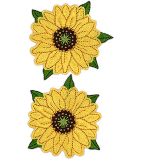 3 x 2.5 Sunflowers Iron On Patches 2pk by hildie & jo