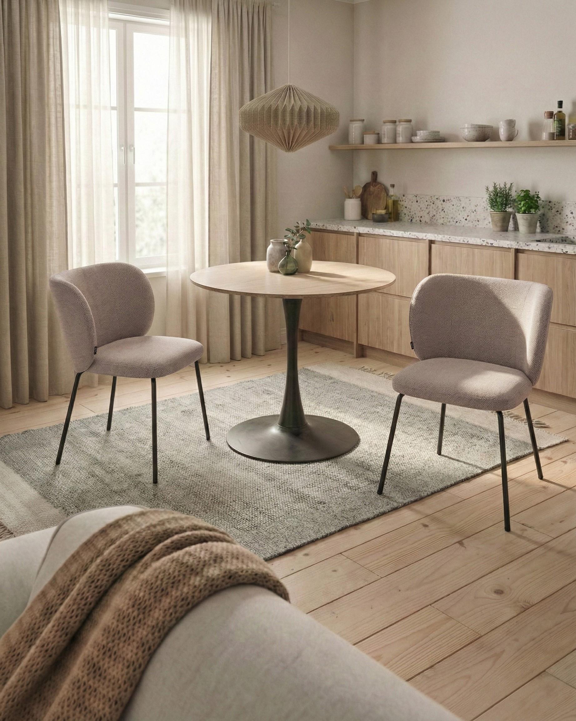 Set of 2 Dining Chairs CALERA Fabric Taupe
