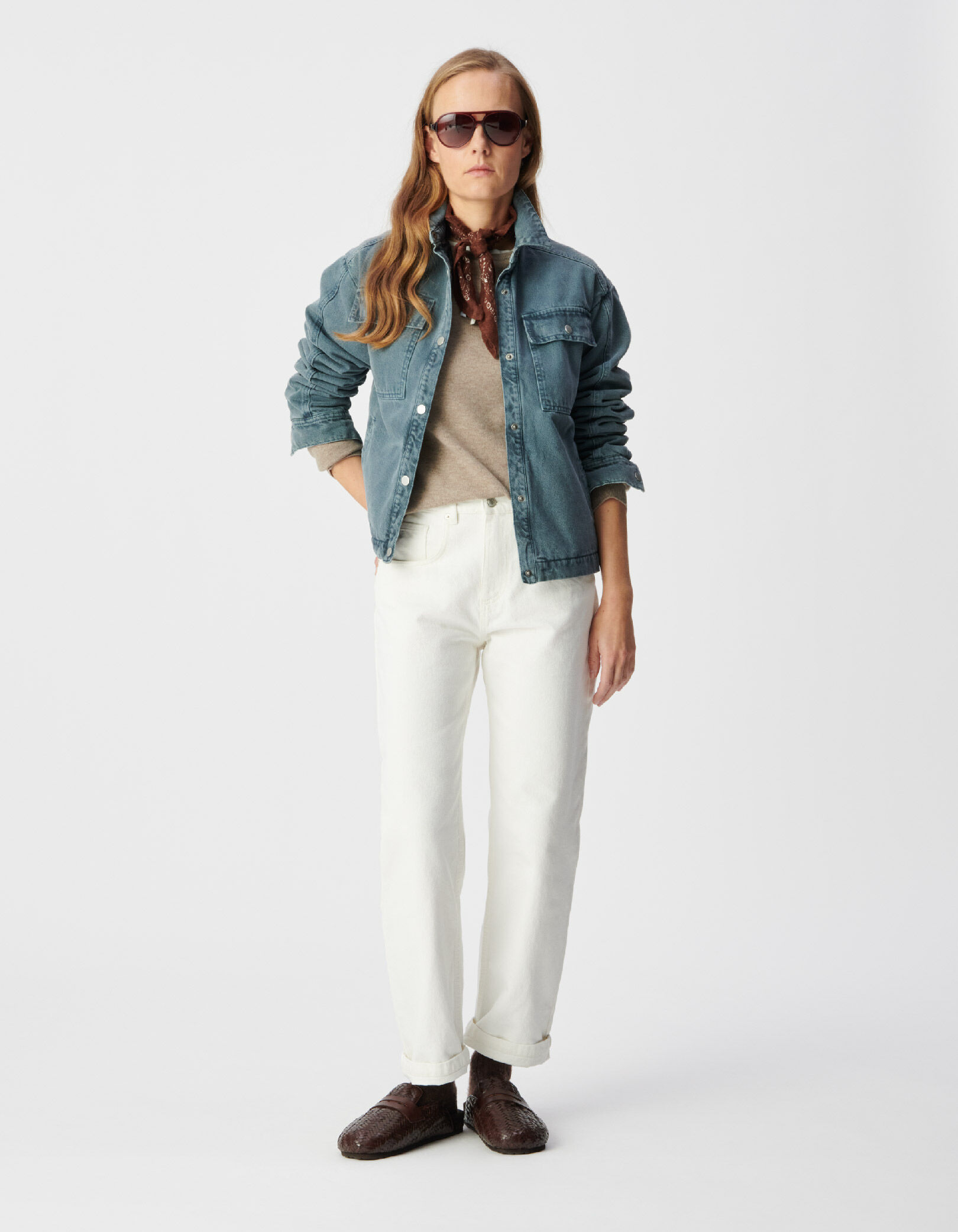Veste en jean bleu oversize doublure matelassée Femme