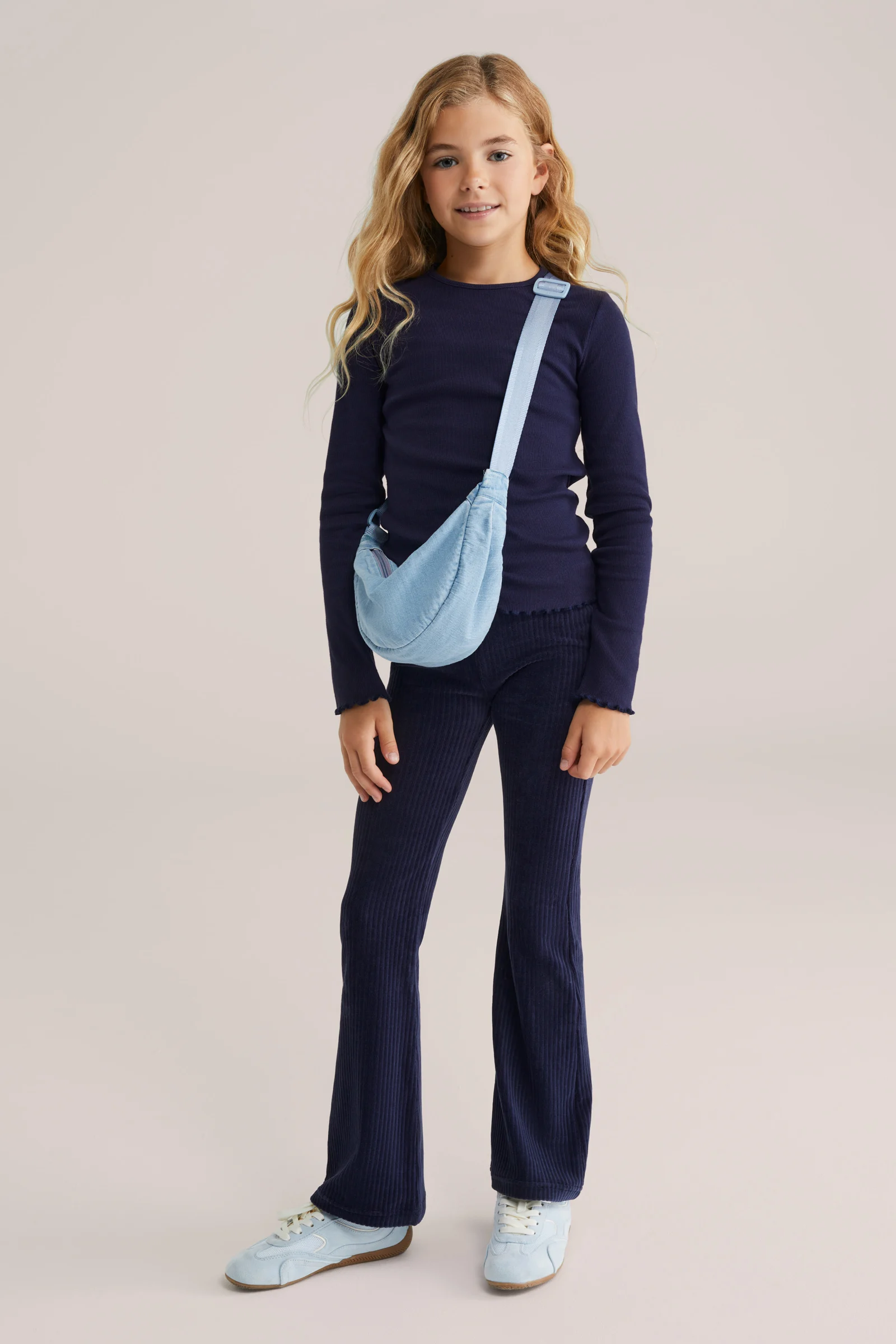 Meisjes velvet flared legging van ribstof