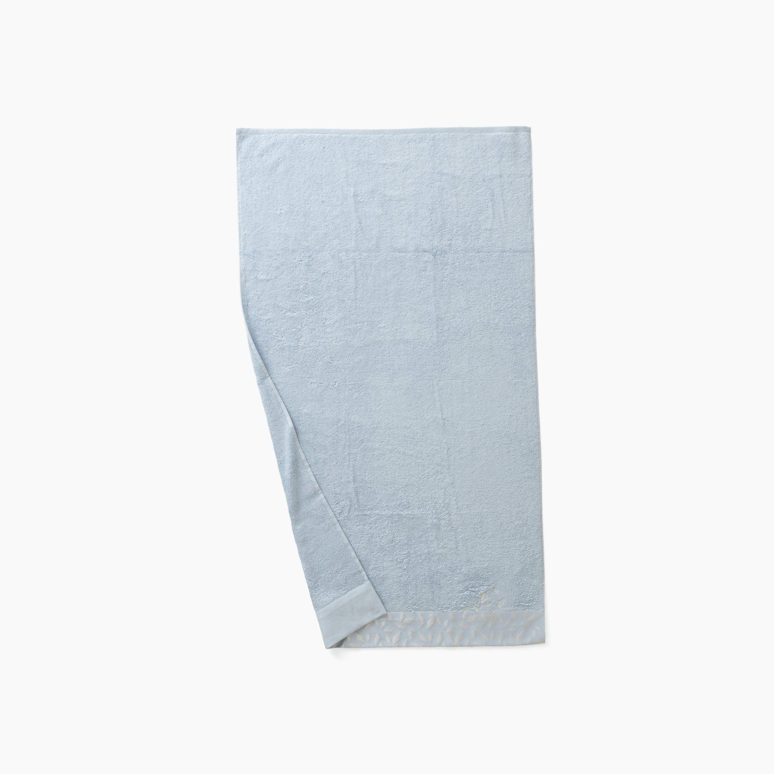 EQUINOXE - Drap de bain Bleu Givre brodé bouclette jacquard bleu 90 x 150 cm