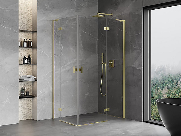 Mexen Mist-H L Duo cabine de douche pivotante droite 70 x 110 cm, transparent, dorée - 8A5L-070L-110P-50-00