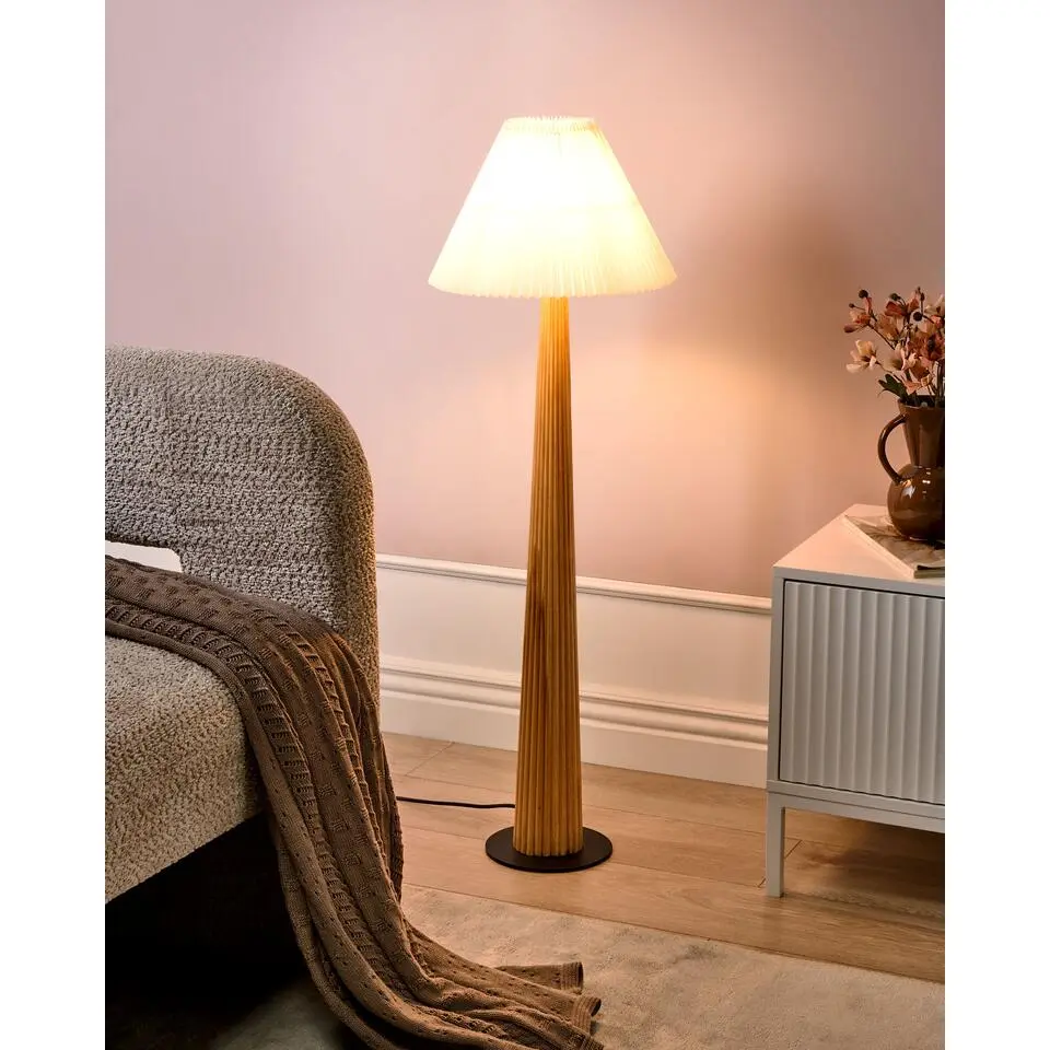 ALIGIDE - Staande lamp - Naturel - Rubberhout
