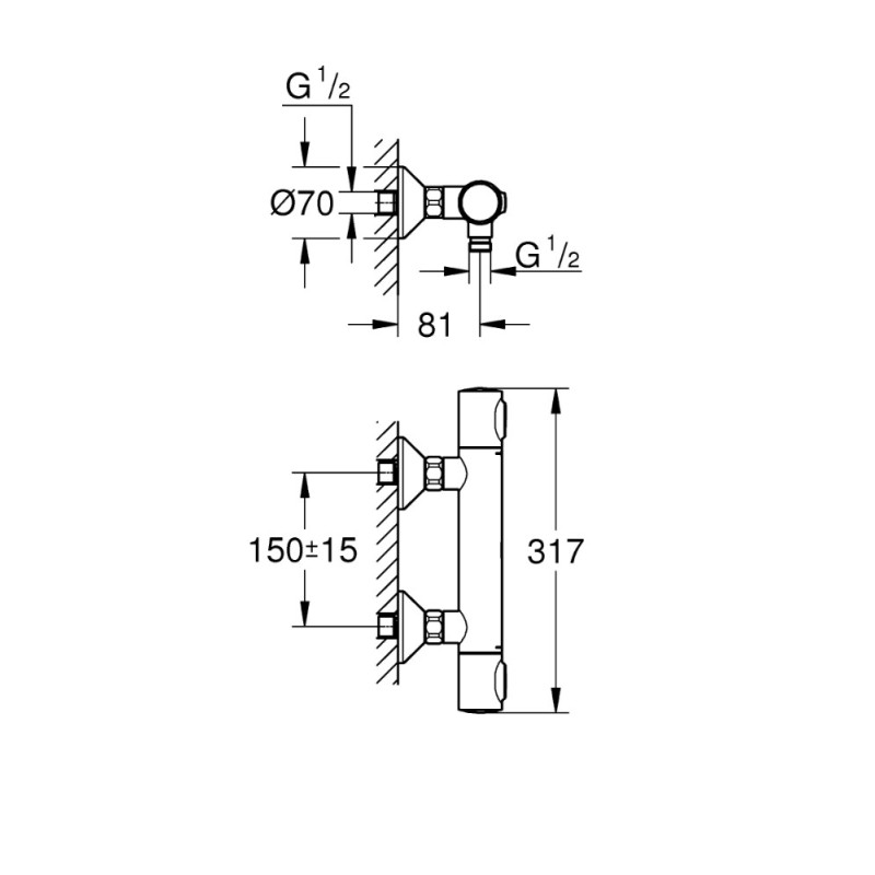 Mitigeur de douche thermostatique Precision Flow noir GROHE
