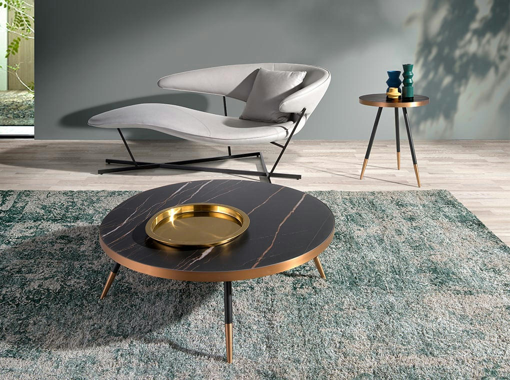 - Table d'appoint en porcelaine et acier