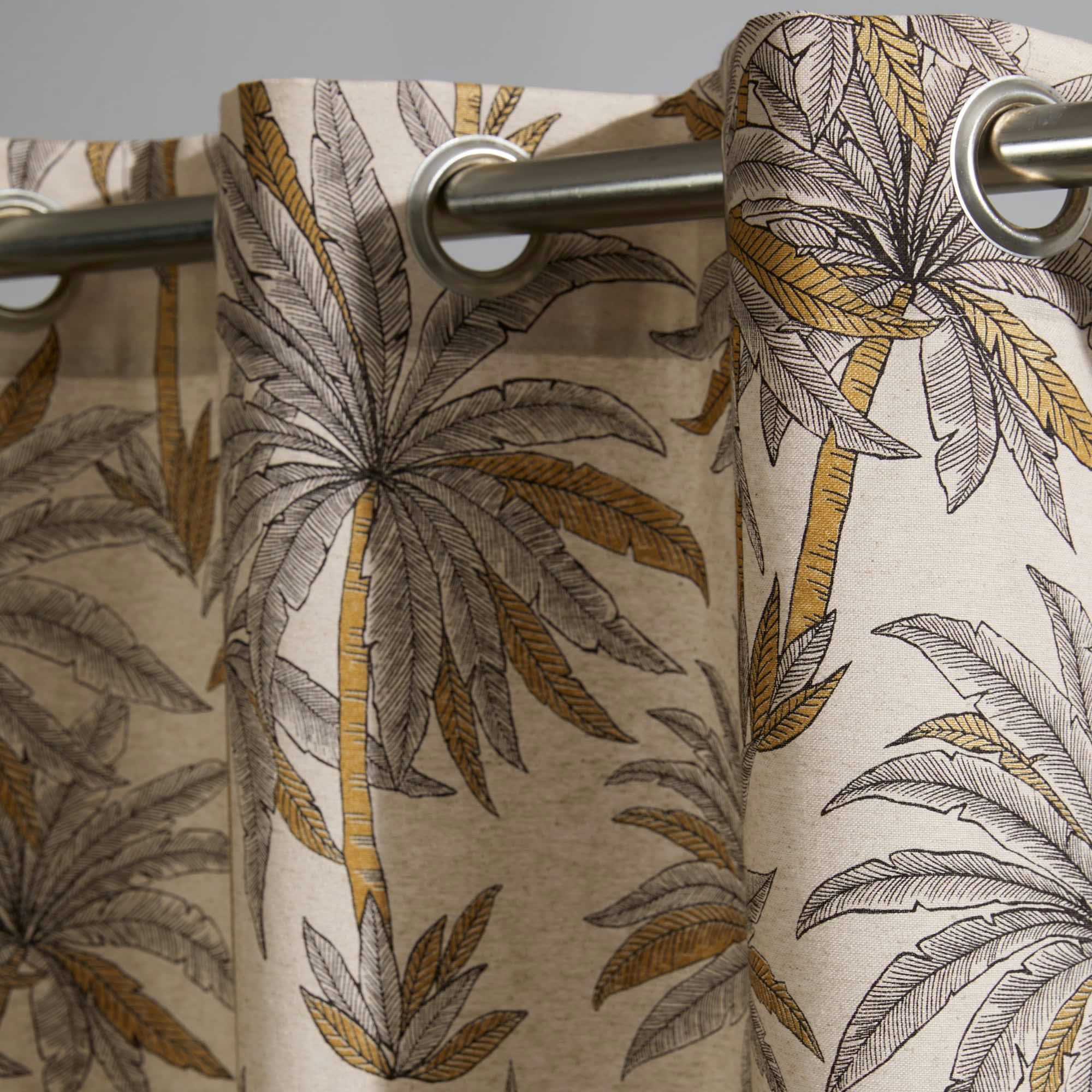 GOLDEN PALM - Rideau à l'unité monté sur œillet en coton beige 135x180