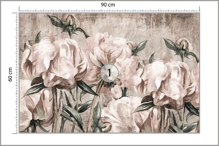 Fototapeta Malowane Piwonie Na Betonie 90x60cm