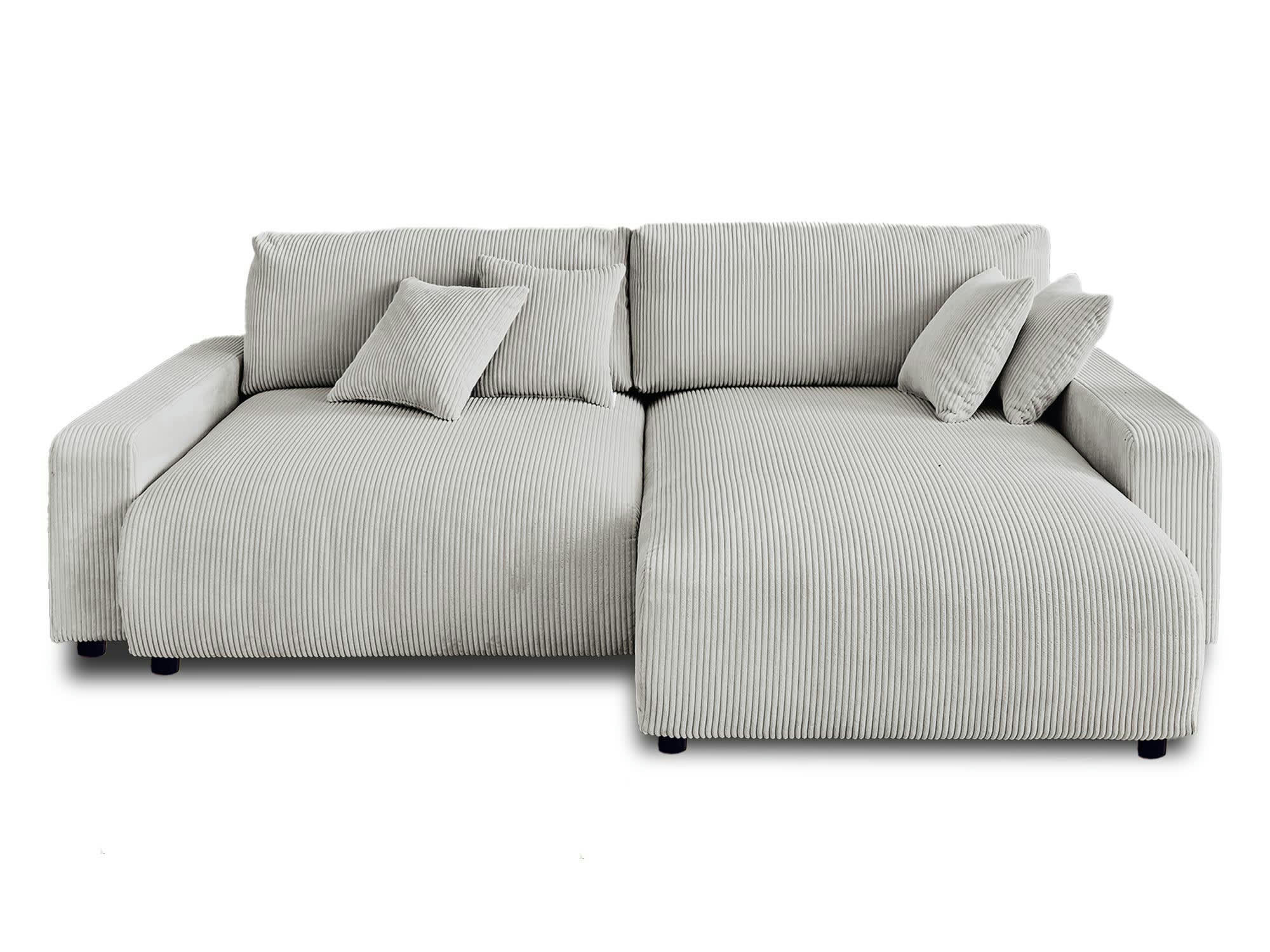 PIVOINE - Canapé d'angle réversible convertible 4 places en velours côtelé gris