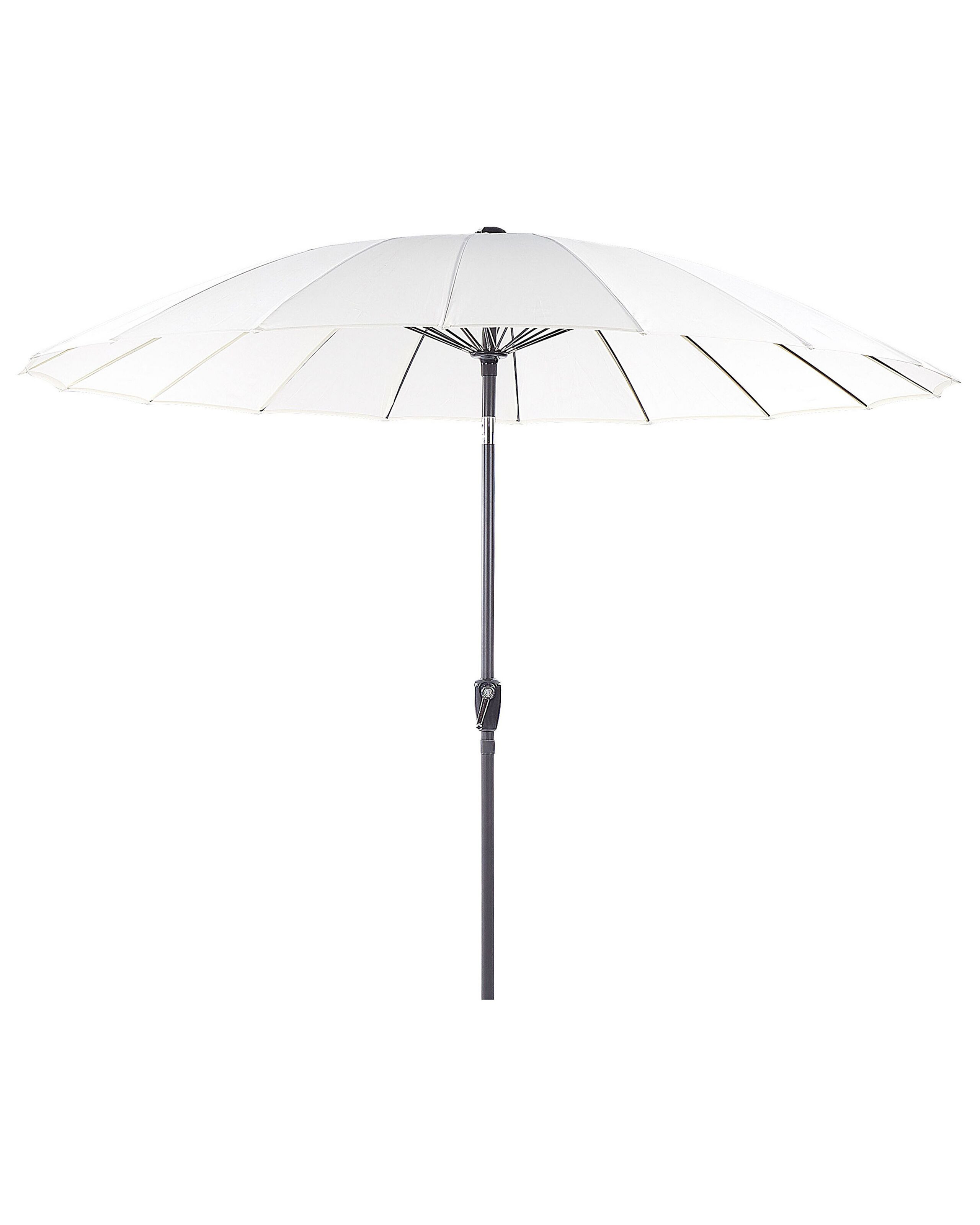 Parasol ogrodowy składany 255 cm z korbką beżowy