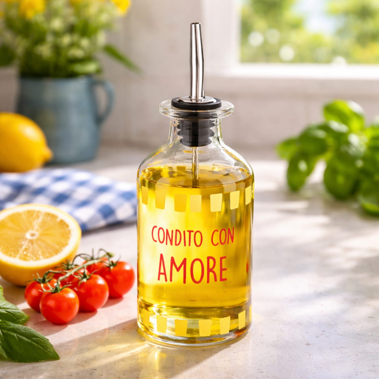 Oliera con beccuccio vetro 330 ml Condito con amore Color Bloom