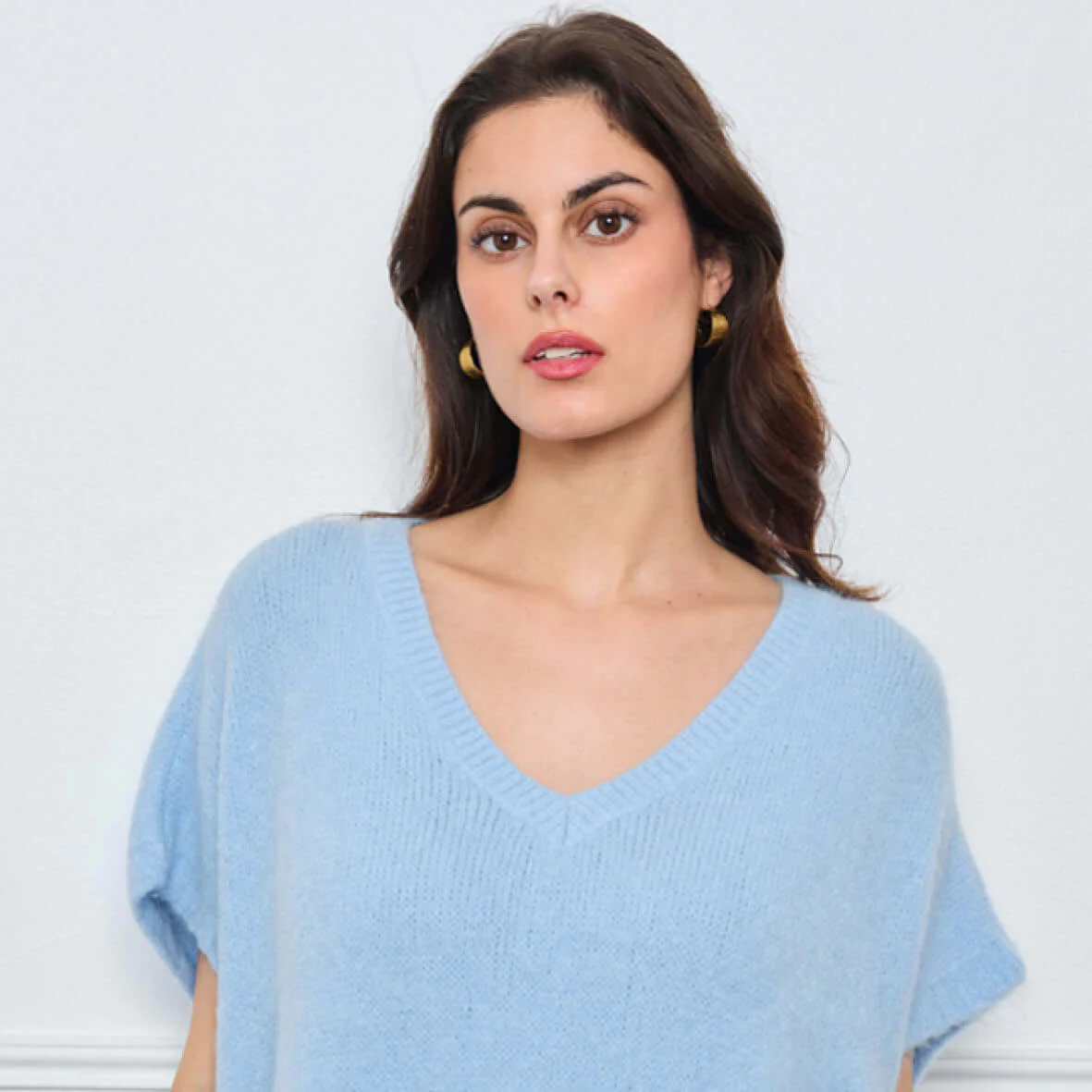 COL V OVERSIZED SANS MANCHES MILIE BLEU CLAIR