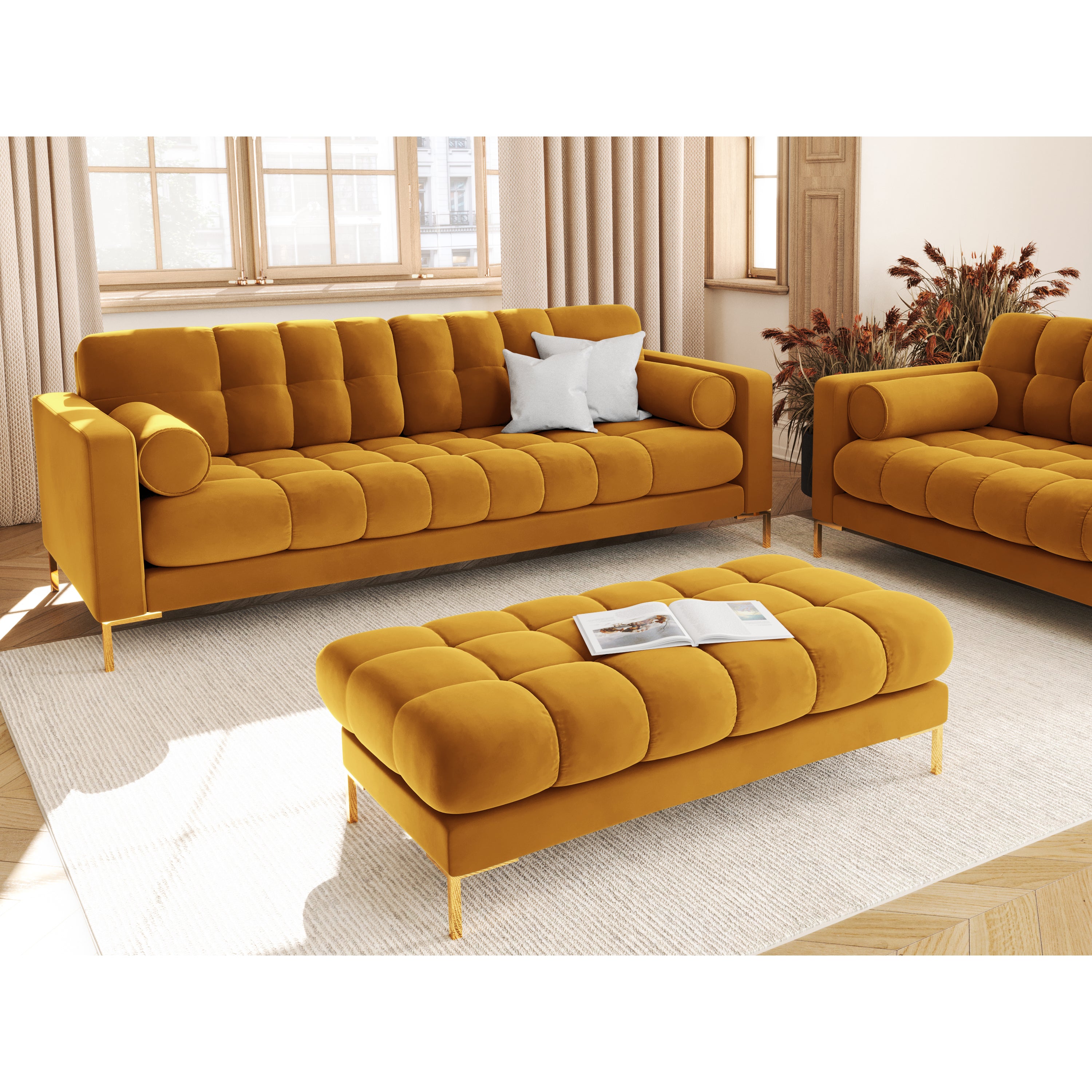 Cosmopolitan Design Bali Hocker - Okergeel / Goud