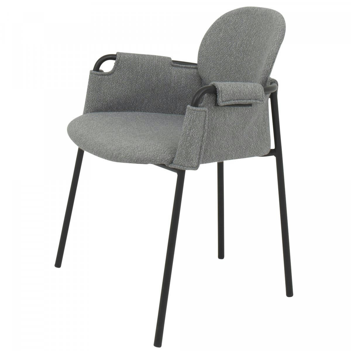 SONA - Set de 2 chaises de salle à manger en tissu et métal gris anthracite