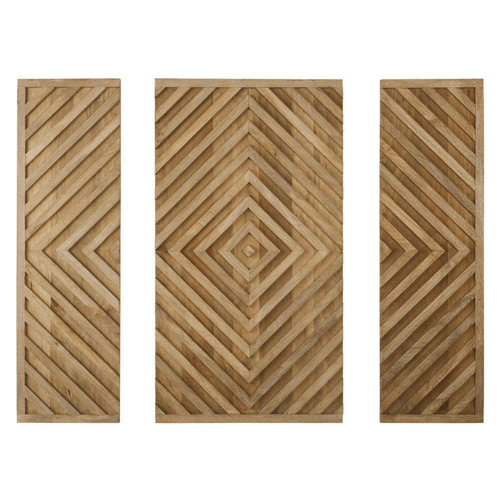 NIGELLA - Triptyque en manguier gravé 115x110