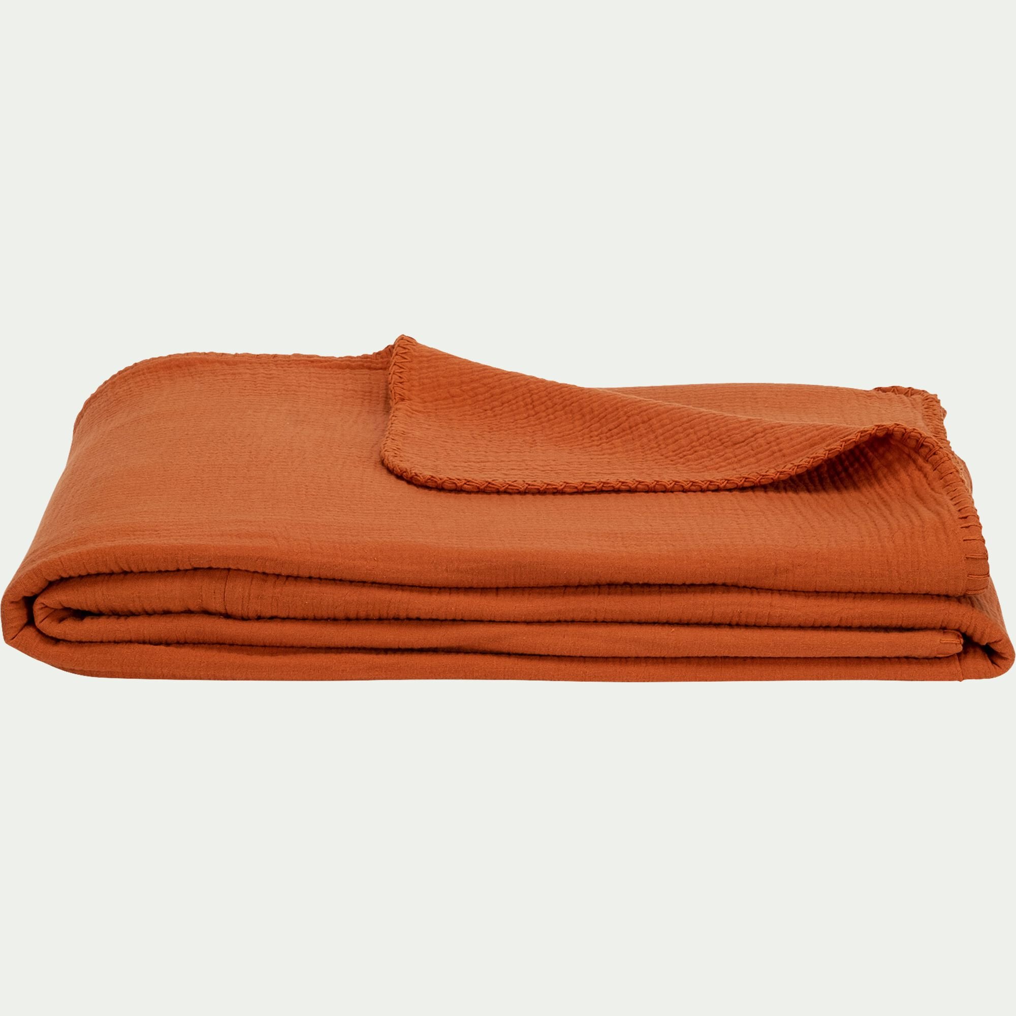 TESSALY - Couvre-lit en gaze de coton 180x230cm - brun rustrel