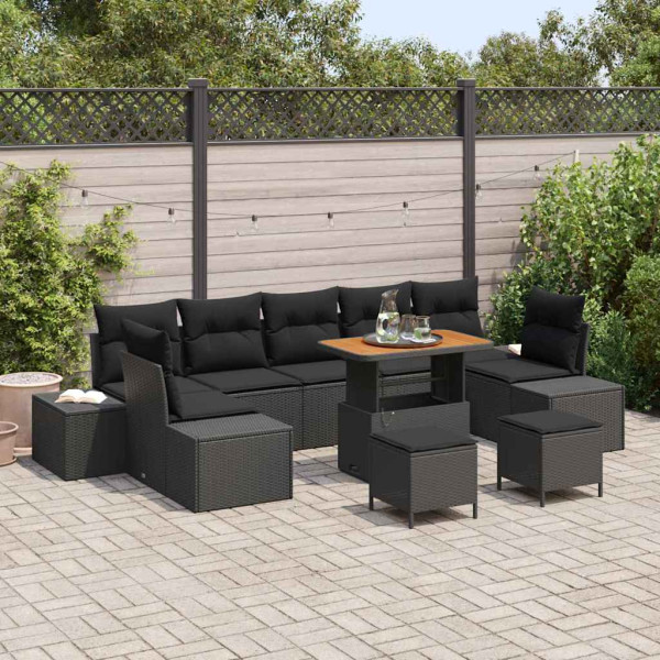 Zestaw Mebli Ogrodowych Wypoczynkowy Sofy Stolik Podnóżek Rattan Na Patio