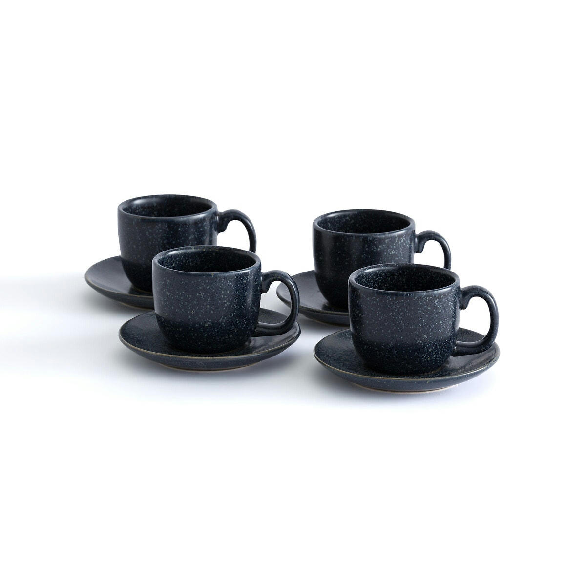 Lot 4 tasses expresso, grès émaillé réactif, Preto