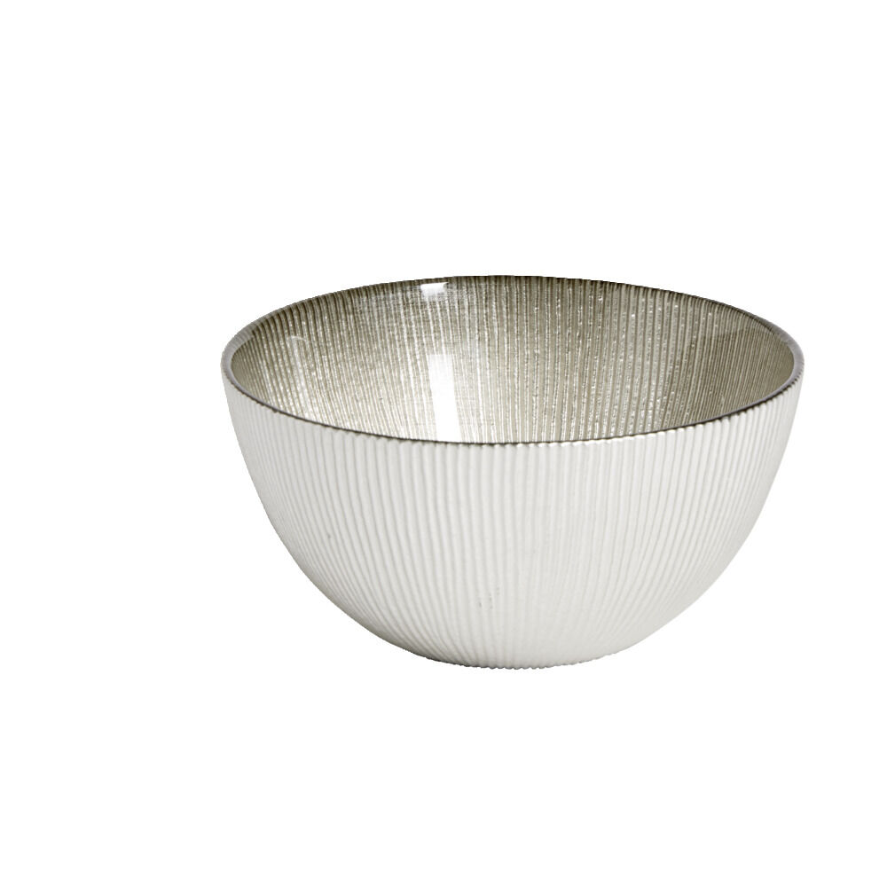 Coupelle en verre strié avec paillettes doré Ø15xH7,5cm
