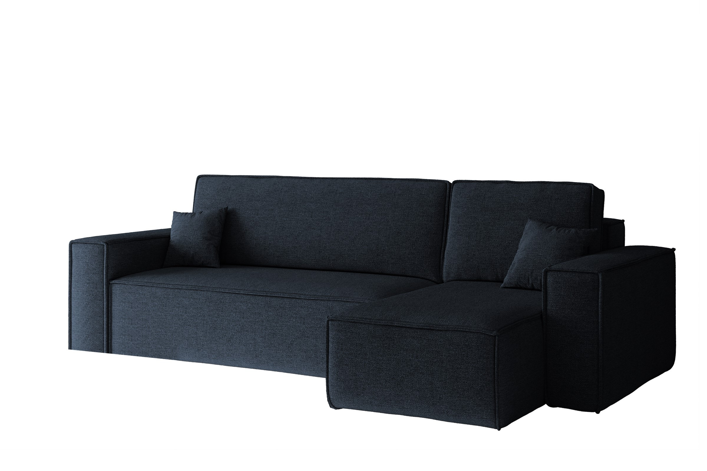Sofa w kształcie L BEST narożnik tkanina Neve, Ciemnoniebieski Prawostronny
