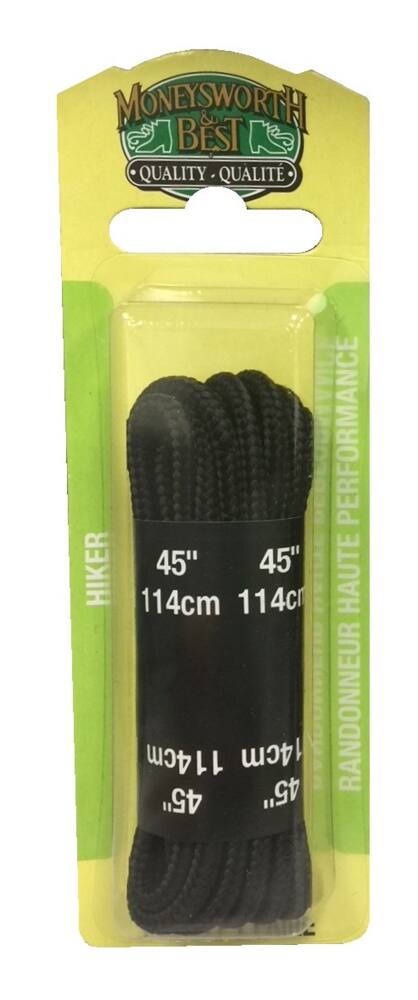 Moneysworth & Best Round Casual Shoe Laces for Hiking Shoes, Assorted Sizes, Black