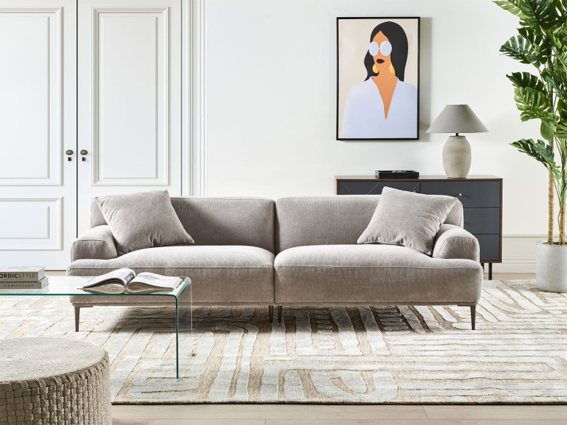 Sofa 3-osobowa tapicerowana jasnoszara