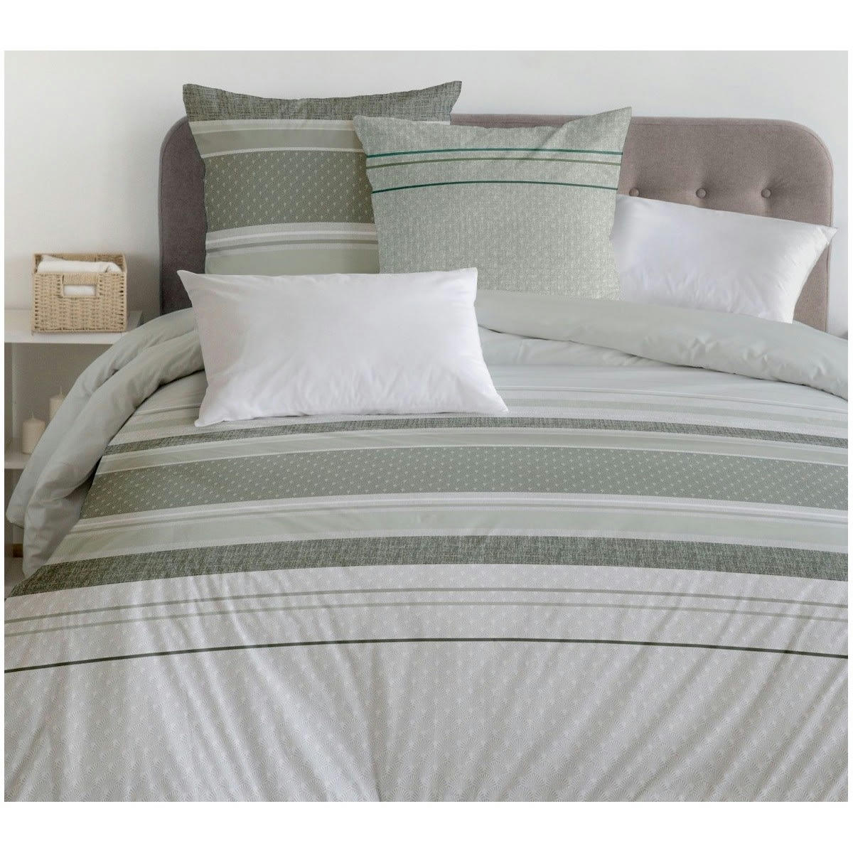 LE BAYARDERE - LE BAYADERE Parure de couette 100% coton - Vert - 220x240 cm