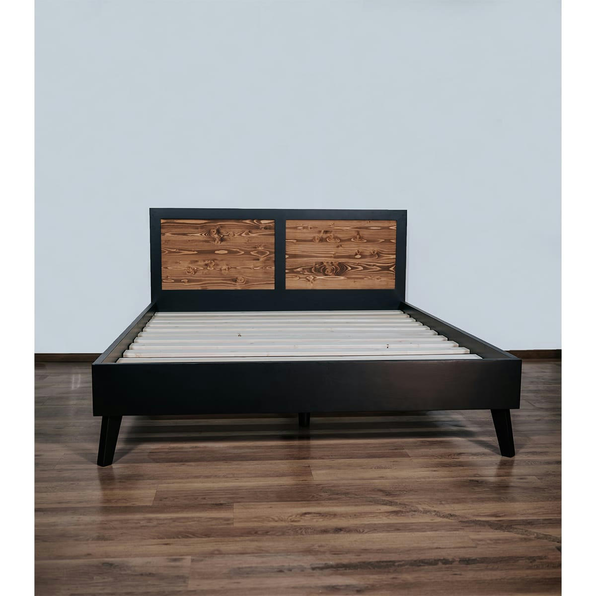 - Lit 160x200 sans sommier noir et naturel